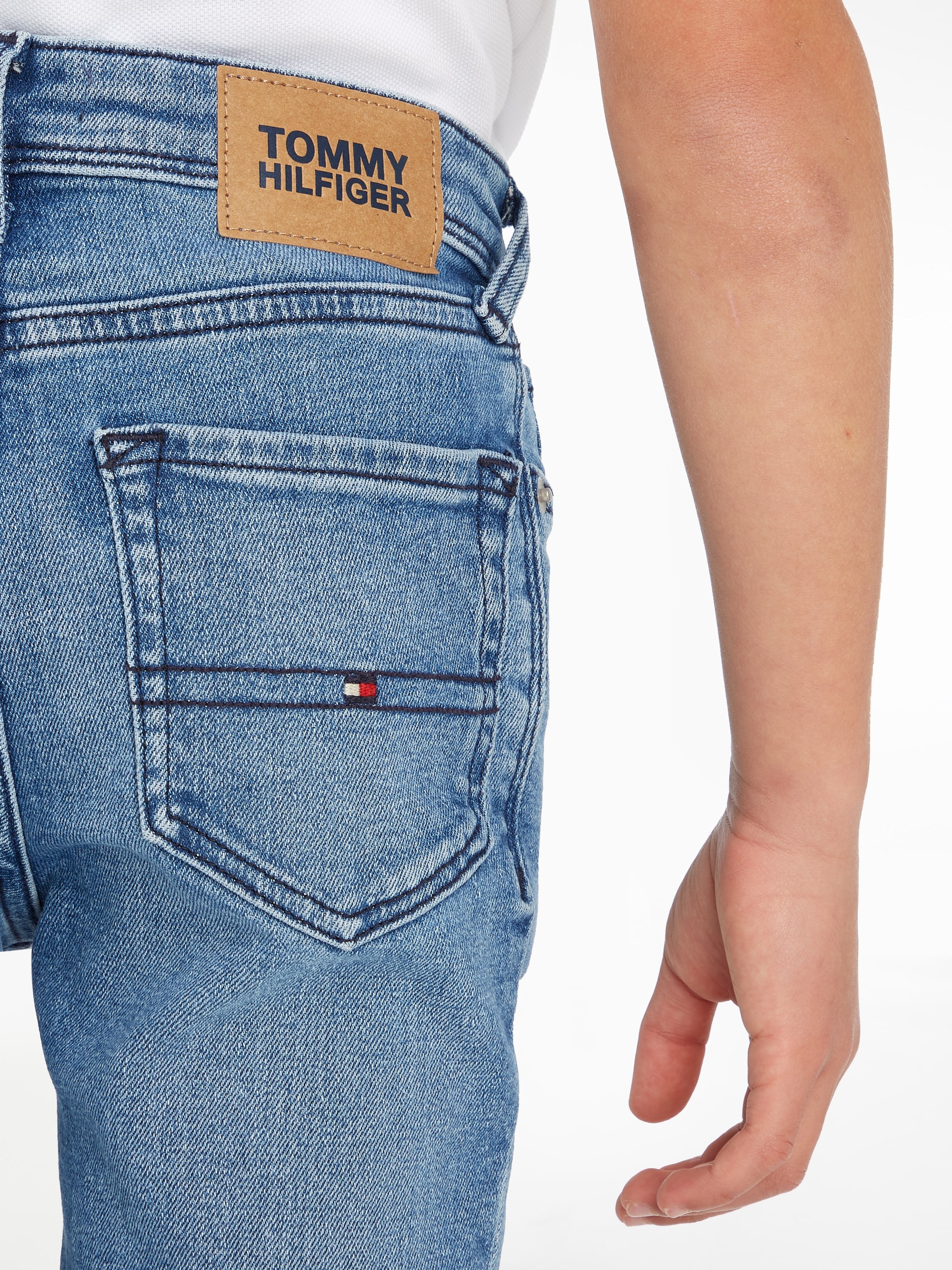 MID BAUR Stretch-Jeans online Y bestellen Hilfiger Tommy »SCANTON Leder-Badge BLUE«, | mit
