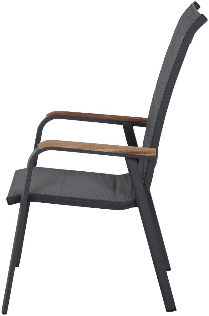 Siena Garden Gartensessel »Tesoro HighBack Stapelsessel 4er-Set« Set, 4 Stk. tlg. Alu, Textil, Teak FSC 100 %