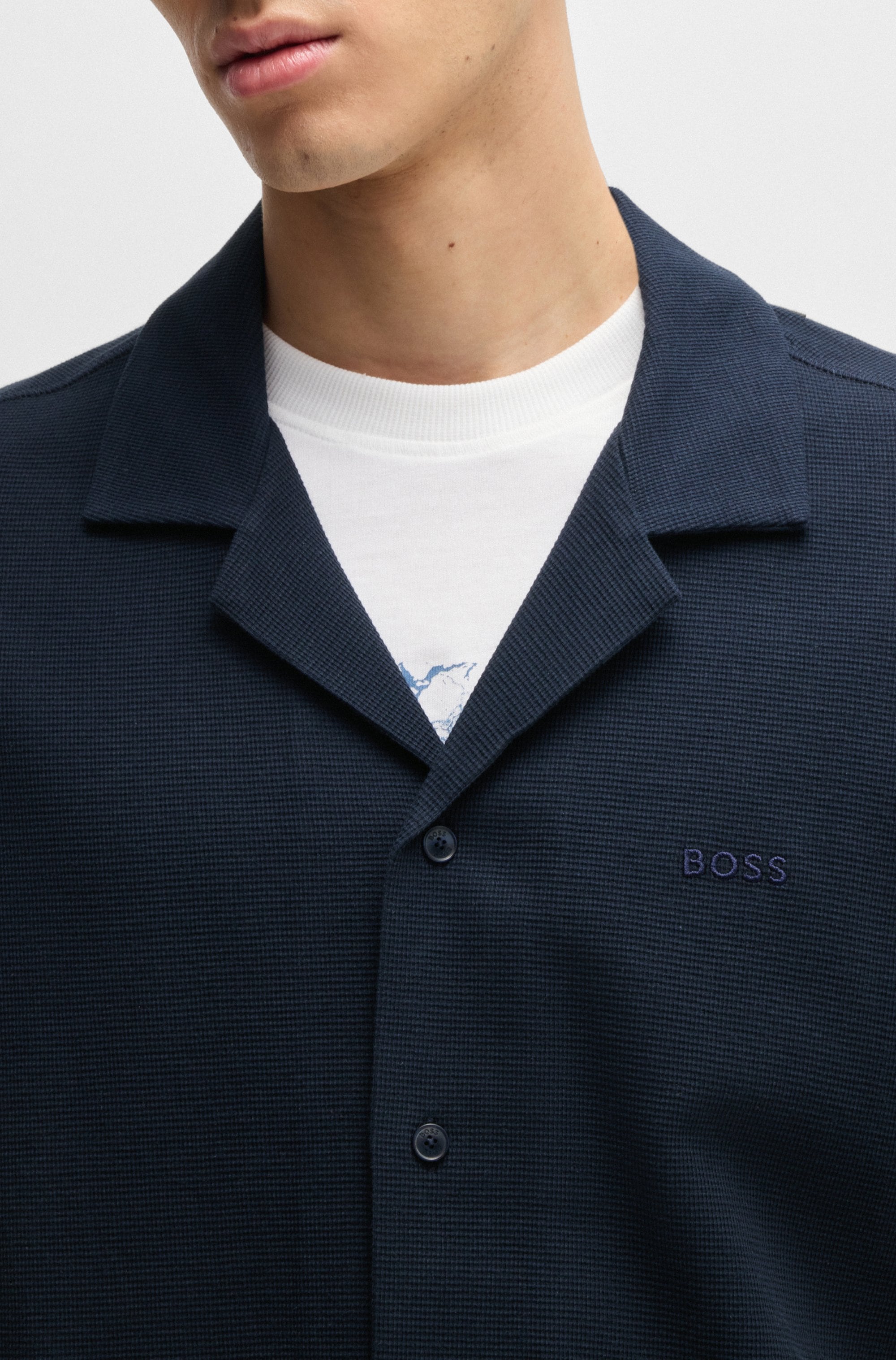 BOSS ORANGE Kurzarmshirt »Pe_waffleshirt«, mit Ton-in-Ton Logo
