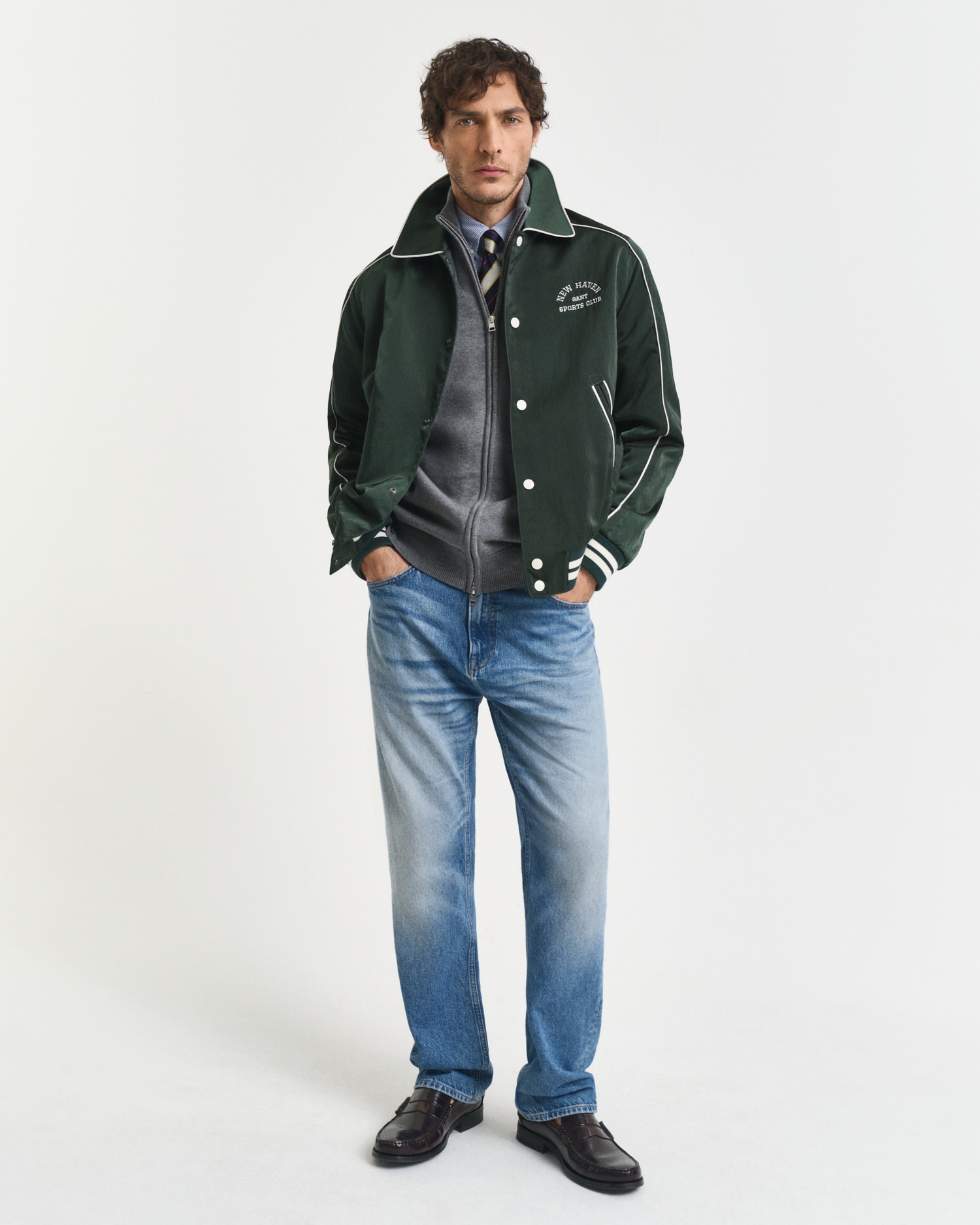 Gant Cardigan »CASUAL COTTON ZIP CARDIGAN«, Mit Rippbündchen an Stehkragen, Ärmeln und Saum