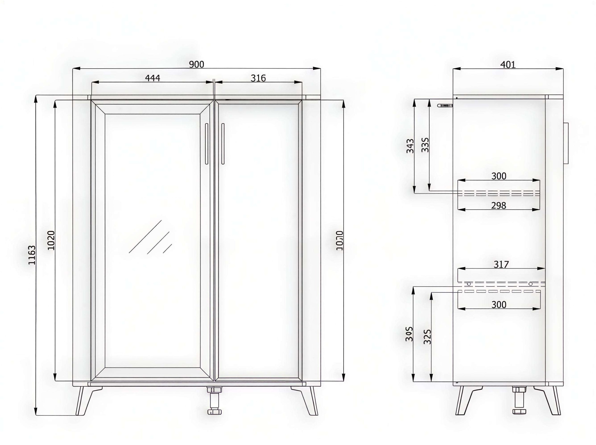 Home affaire Highboard »Darwen Sideboard, Kommode, Anrichte, Schrank, Vitrine« Abgerundete Kanten, matte Kaschmir-Oberflächen, mit 4 Böden