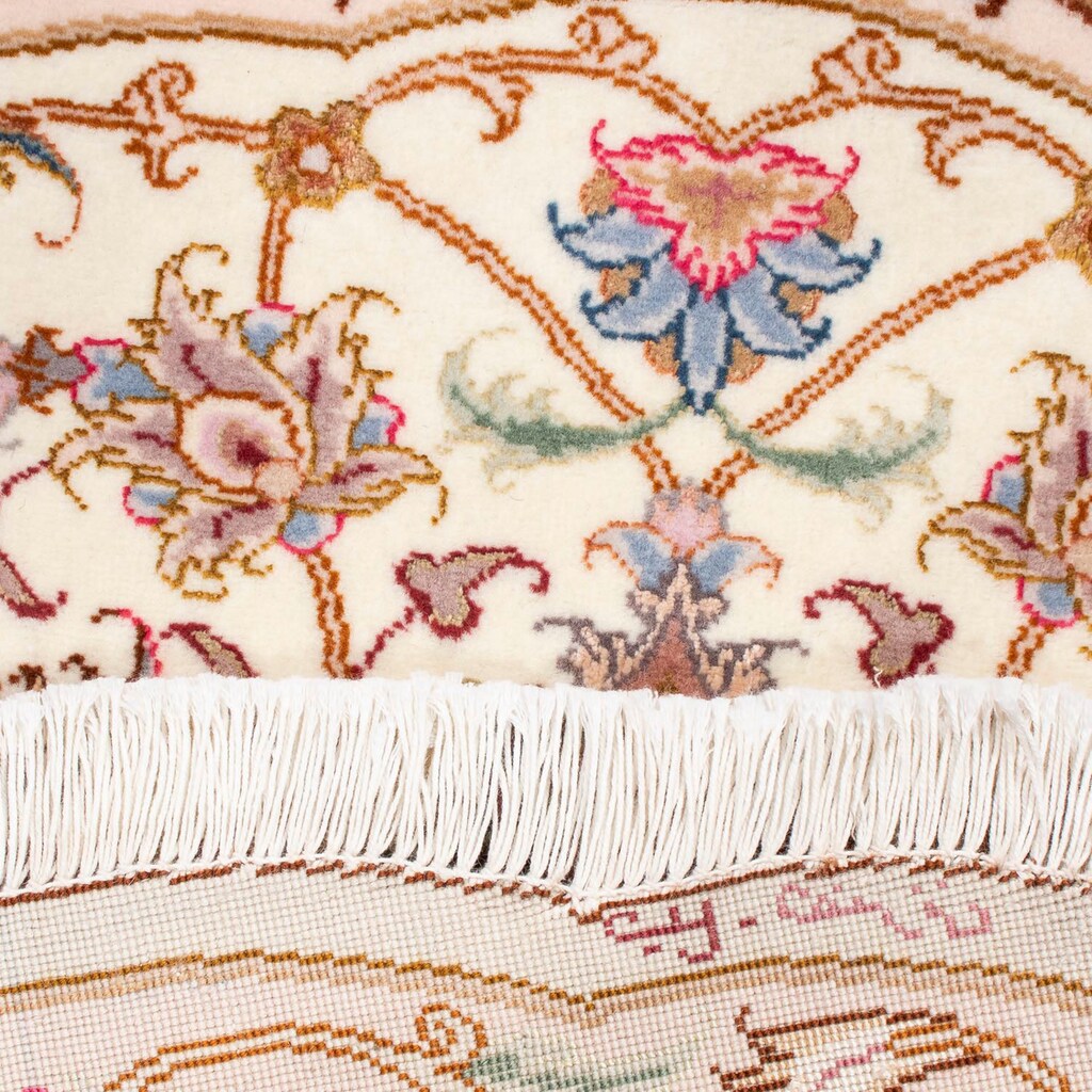 morgenland Orientteppich »Perser - Täbriz - Royal rund - 105 x 105 cm - beige«, rund, Wohnzimmer, Handgeknüpft, Einzelstück mit Zertifikat