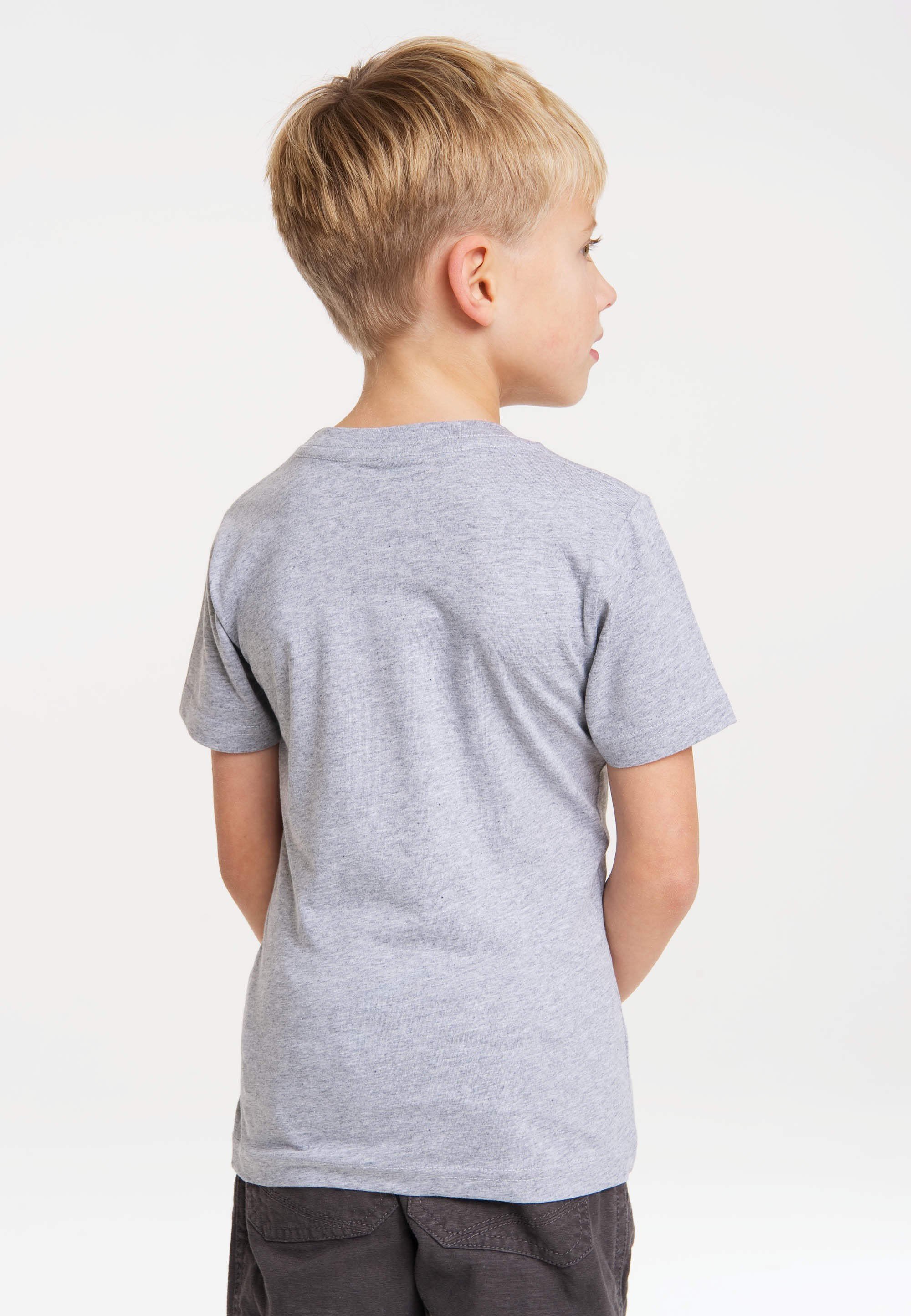 T-Shirt LOGOSHIRT "Garfield", Mädchen, Gr. 128, grau (grau, meliert), 100% Baumwolle, bedruckt, meliert, normal, Rundhals, Shirts T-Shirt, mit witzigem Print 3