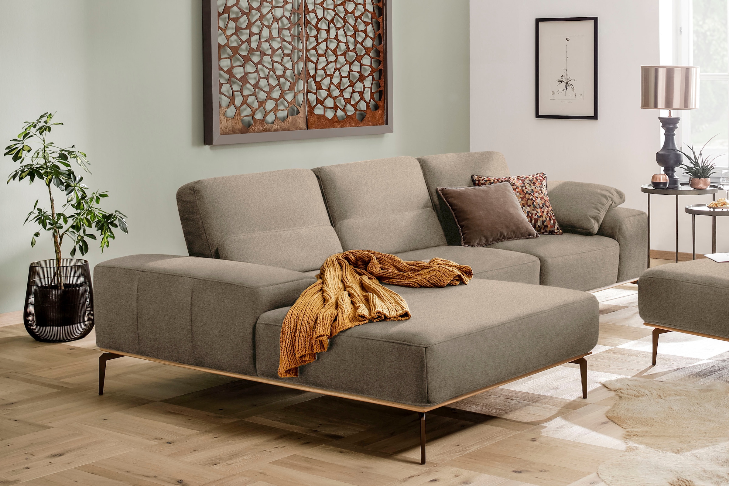 W.SCHILLIG Ecksofa »run«, mit Holzsockel, Füße in Bronze pulverbeschichtet, Breite 299 cm