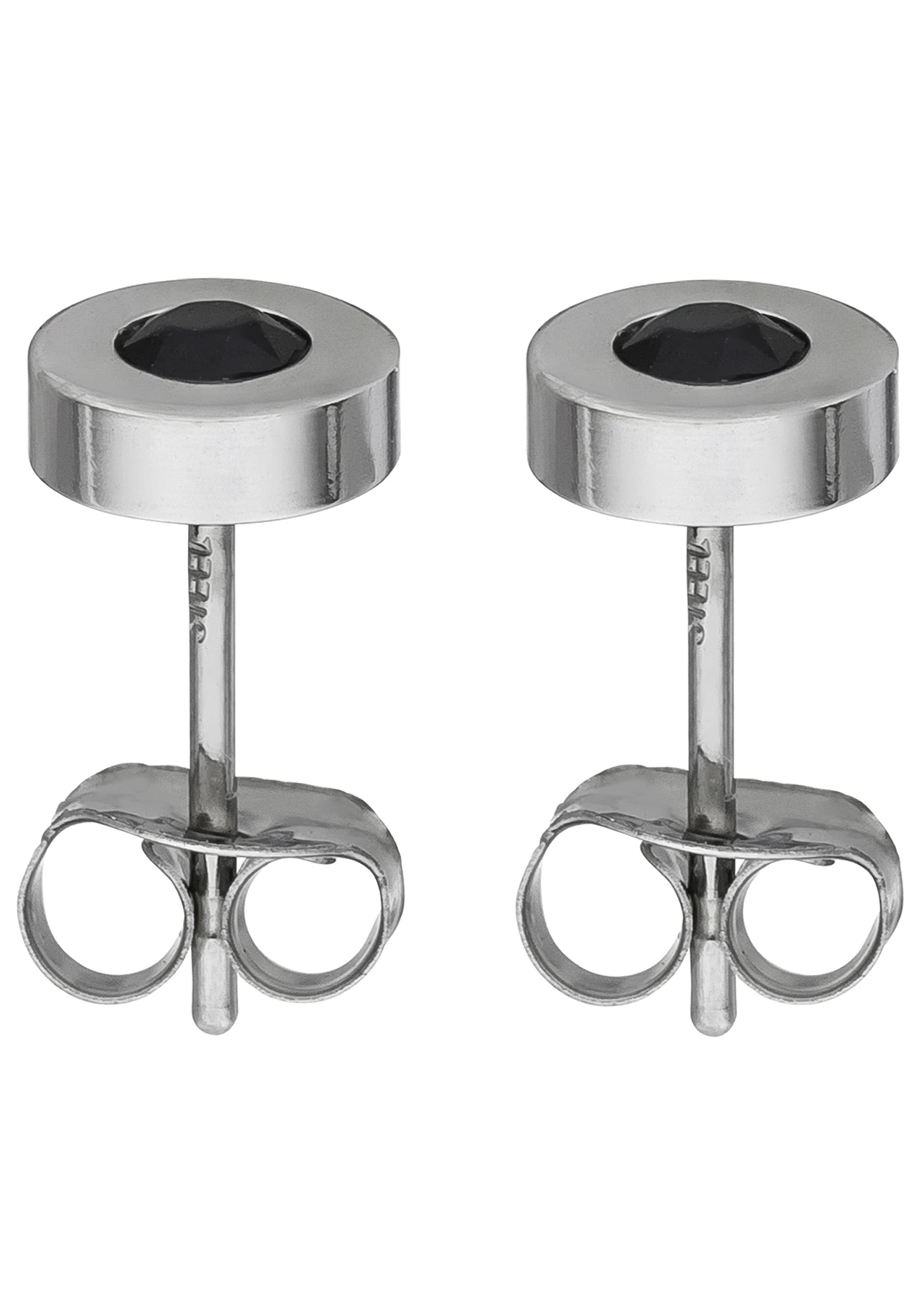JOBO Paar Ohrstecker »Ohrringe rund 5 mm« Edelstahl mit 2 Kristallsteinen