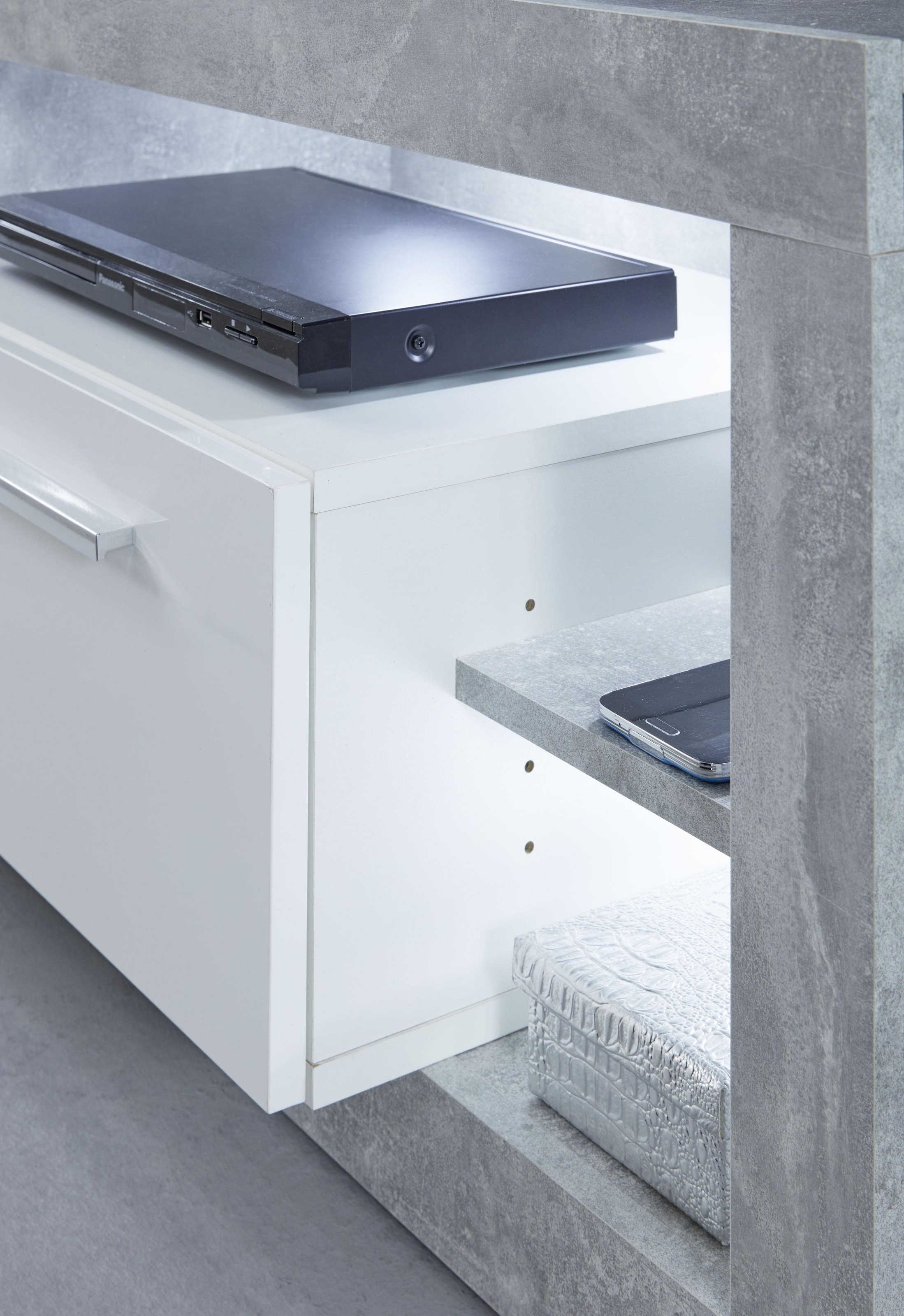 INOSIGN Lowboard »Gwendolyn« 1 Stk. tlg. TV-Board, in 2 Breiten, 1 Klappe, 4 Fächer, Beleuchtung optinal