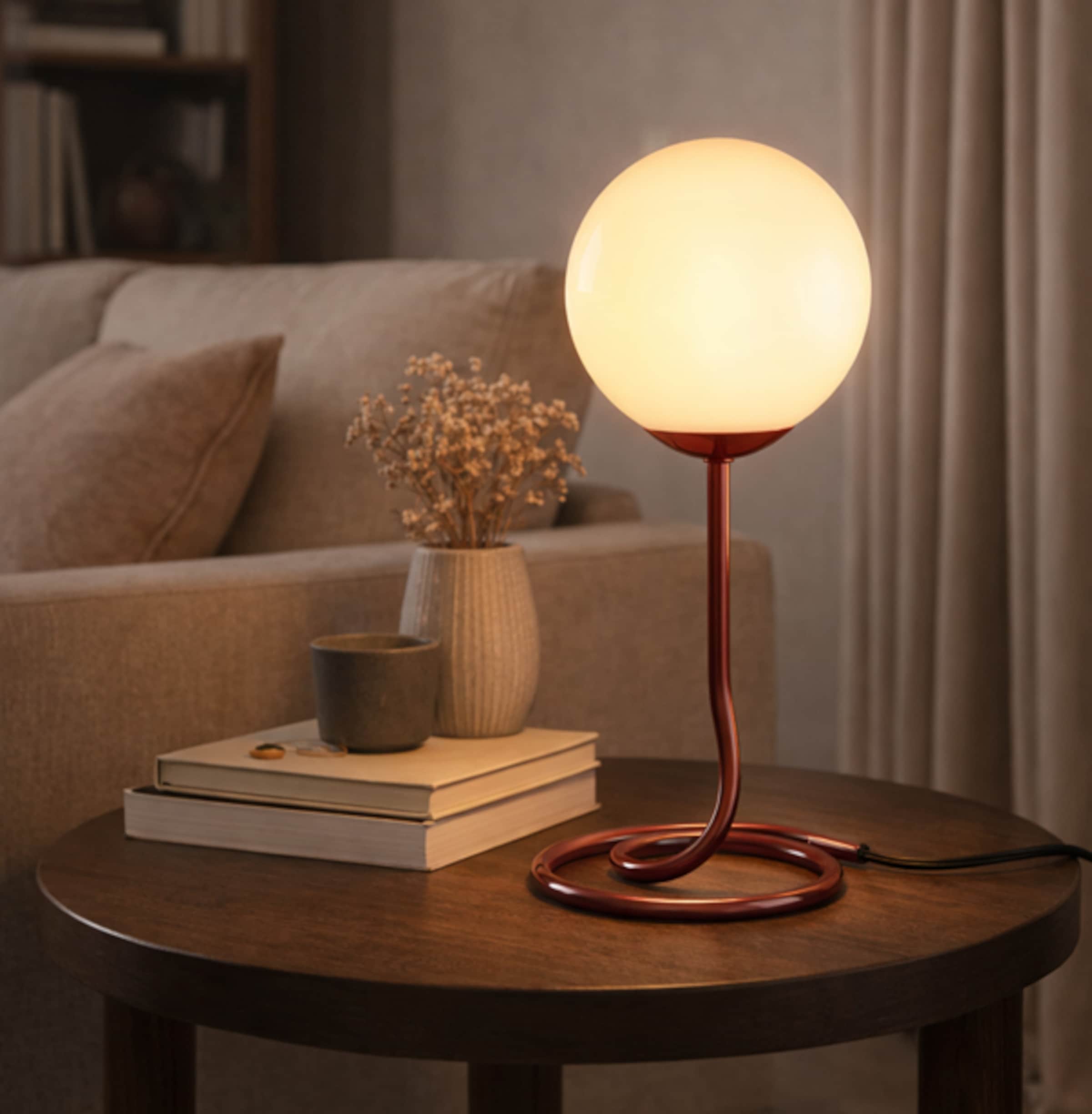 OTTO home Tischleuchte »Orrell« G9 1 Stk. Ø 12, H: 31,3 cm, Materialmix - Metallfuß mit weißem Glasschirm