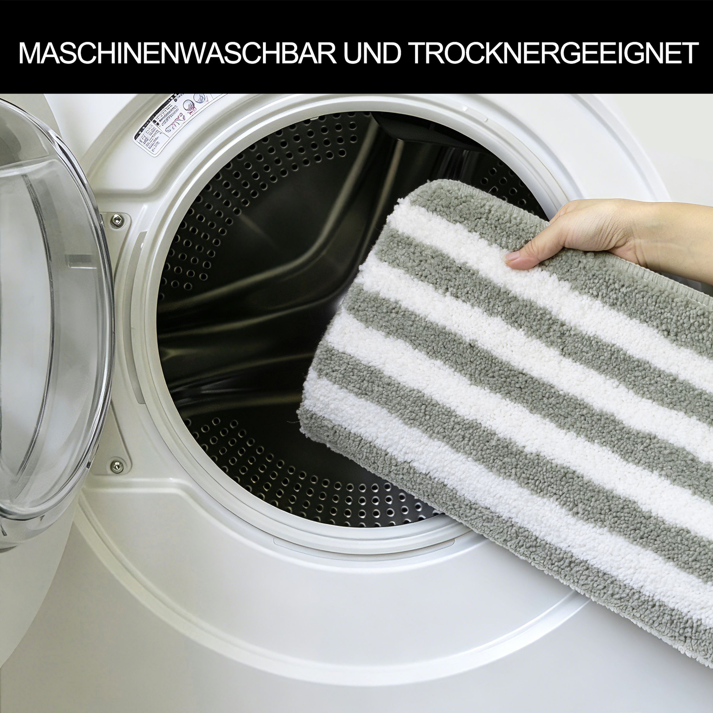 OTTO home Badematte »Streifen, Jannika, Badvorleger, Badezimmer Teppich« Höhe 12 mm rutschhemmend beschichtet fußbodenheizungsgeeignet | schnell trocknend Scandi, modern, gestreift, Badteppich, Badematten