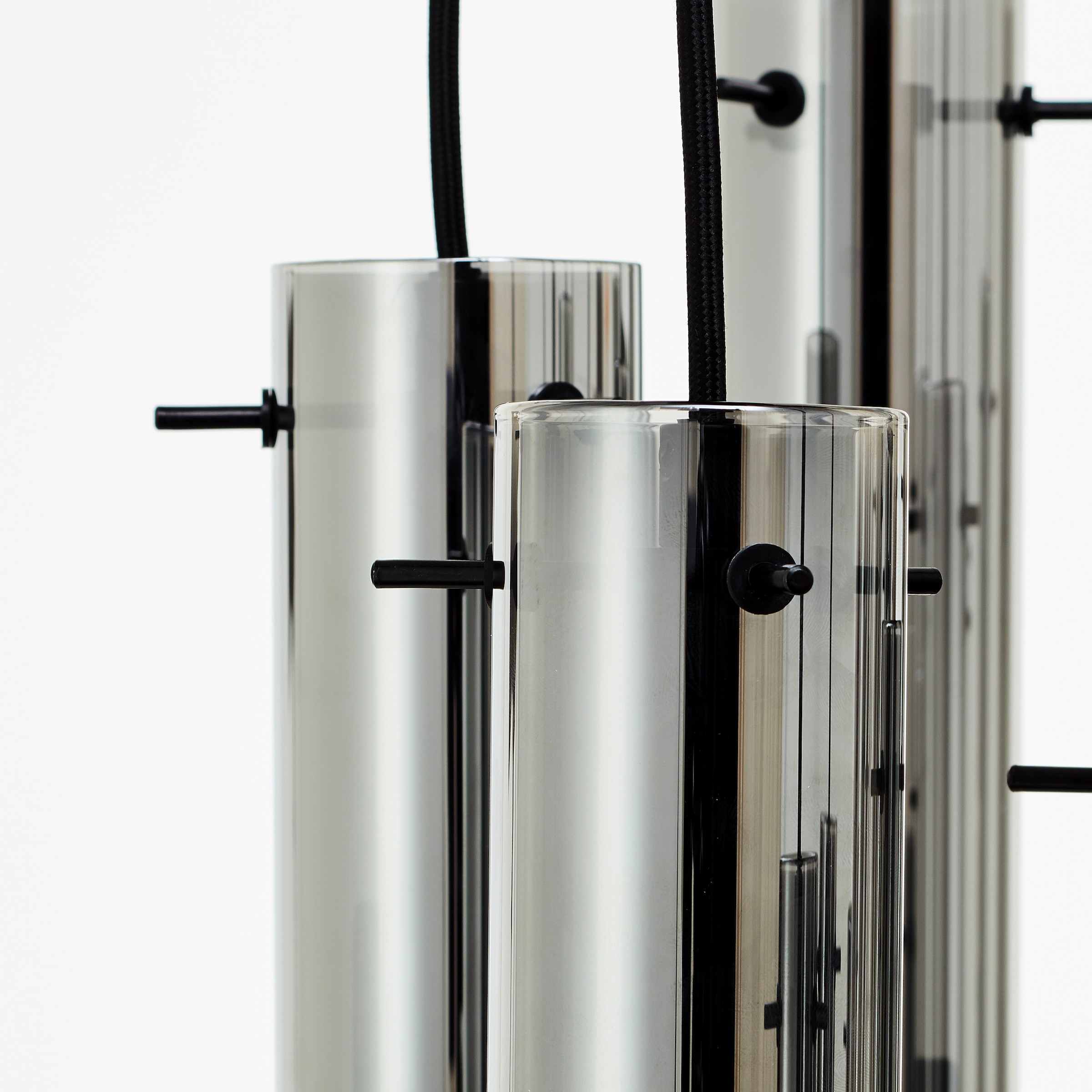 BAUR x x Pendelleuchte schwarz matt »Glasini«, 14 E14, Metall/Rauchglas, 52 Brilliant kürzbar, | 199 flammig-flammig, cm, 14