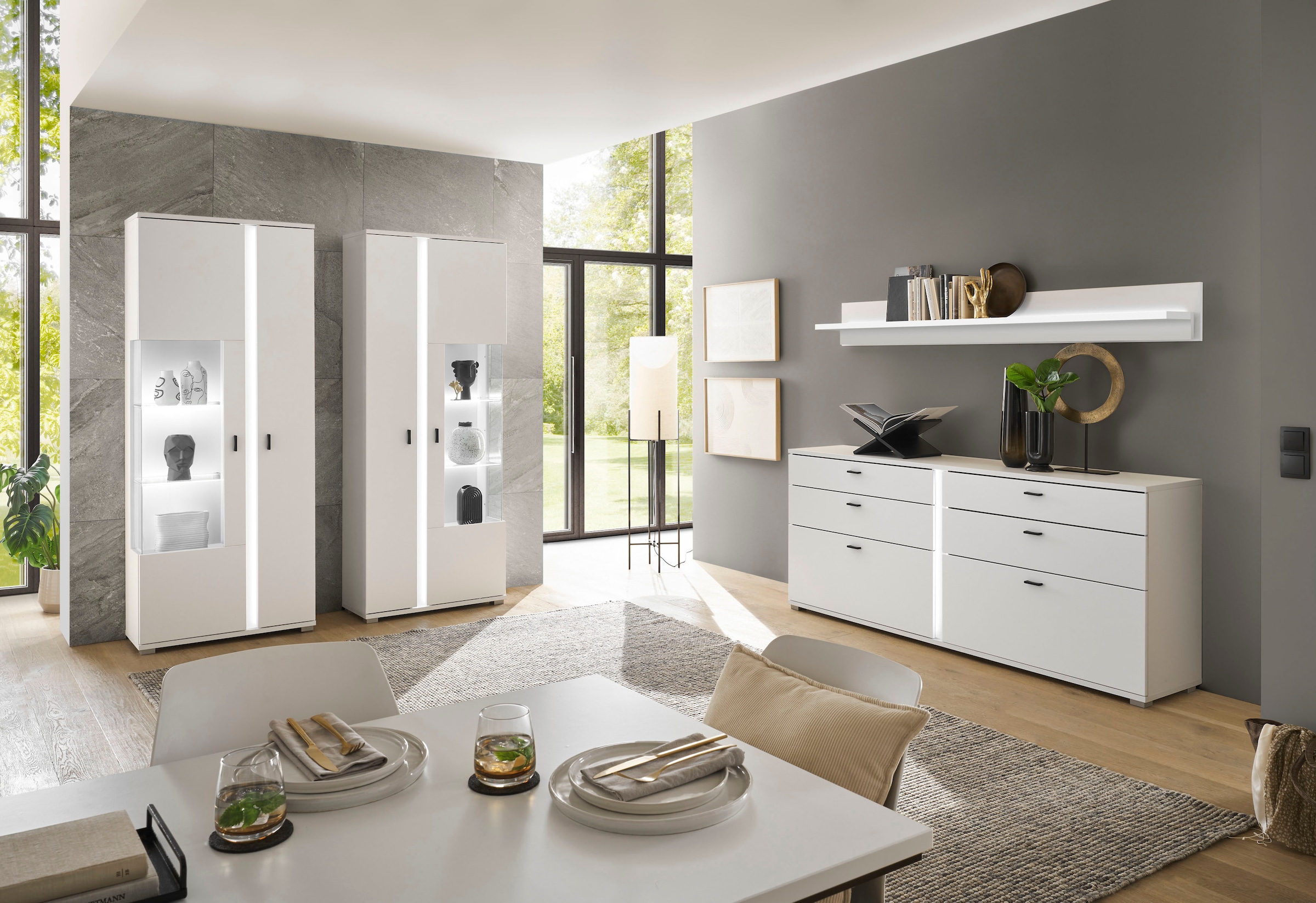 INOSIGN Sideboard »LONG ISLAND«, (1 St.), in moderner Trendfarbe,inklusive senkrechter Beleuchtung,Breite 200 cm