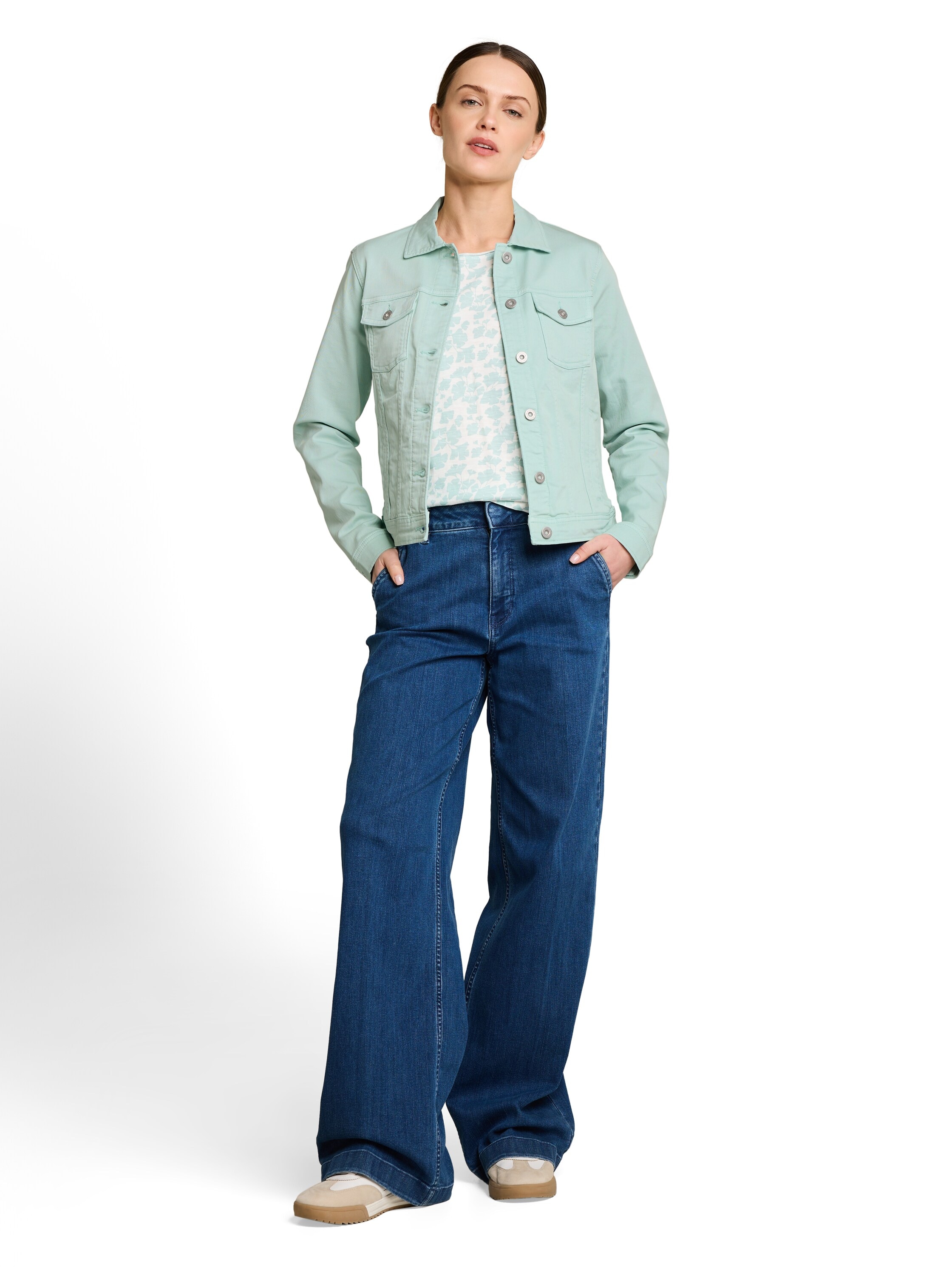 TOM TAILOR Jeansjacke ohne Kapuze mit Knopfleiste und Stretch