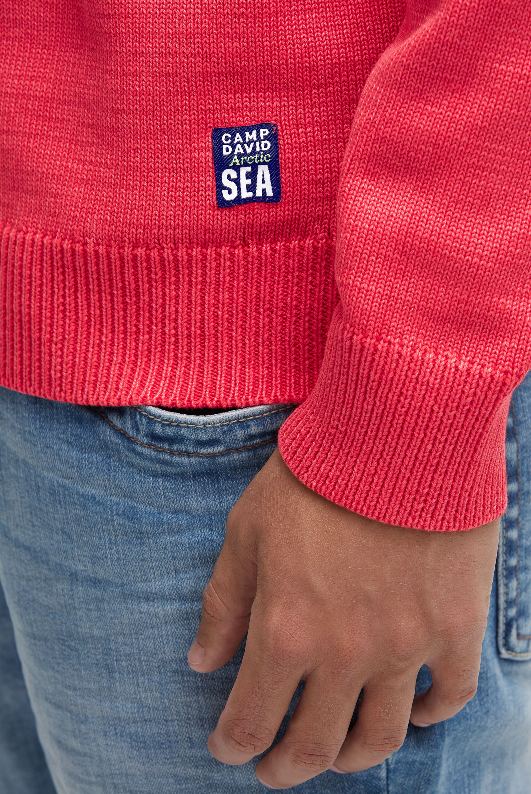 CAMP DAVID Rundhalspullover aus Baumwolle