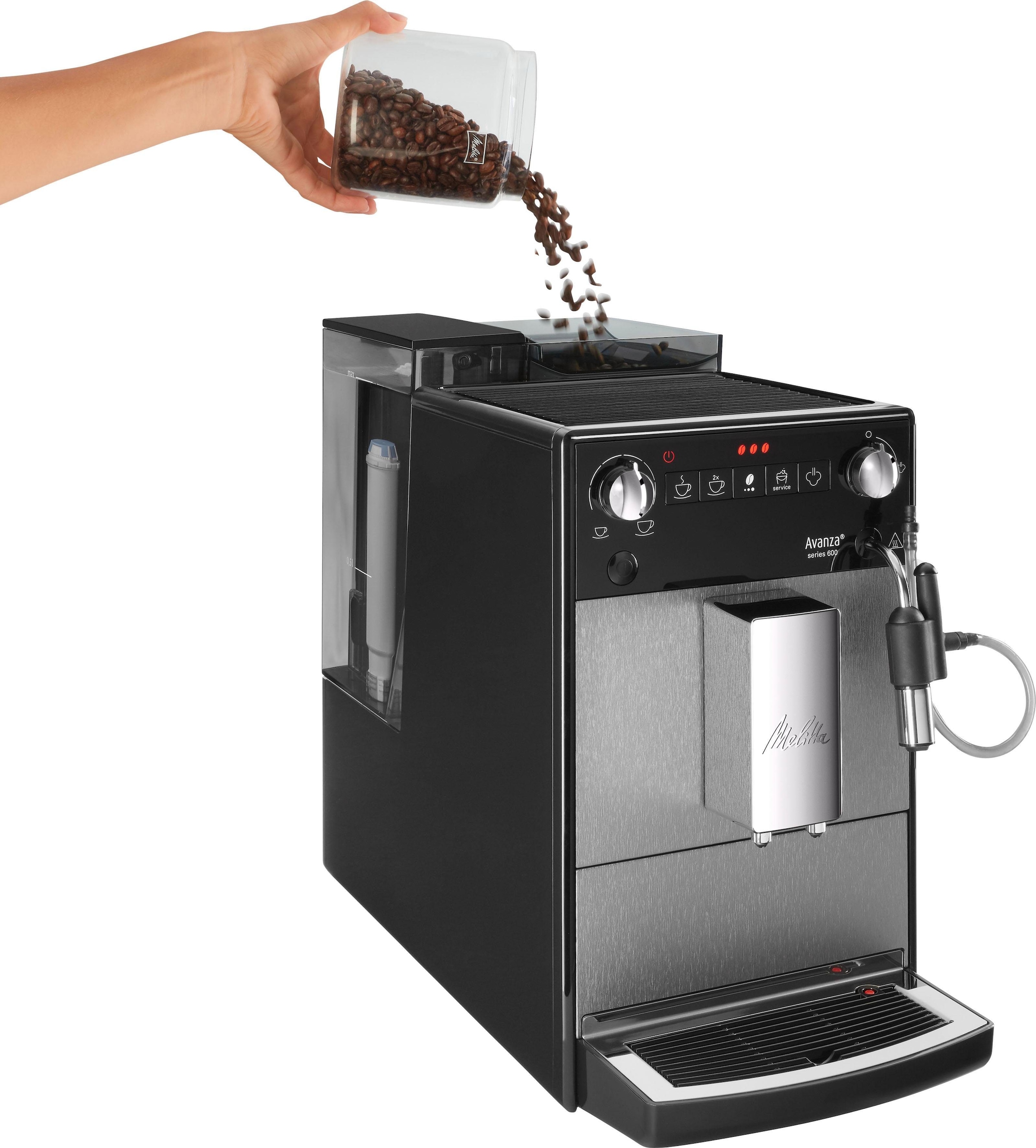 Melitta Kaffeevollautomat »Avanza® F270-100 Mystic Titan«, Kompakt, aber XL Wassertank & XL Bohnenbehälter, Milchschaum-System