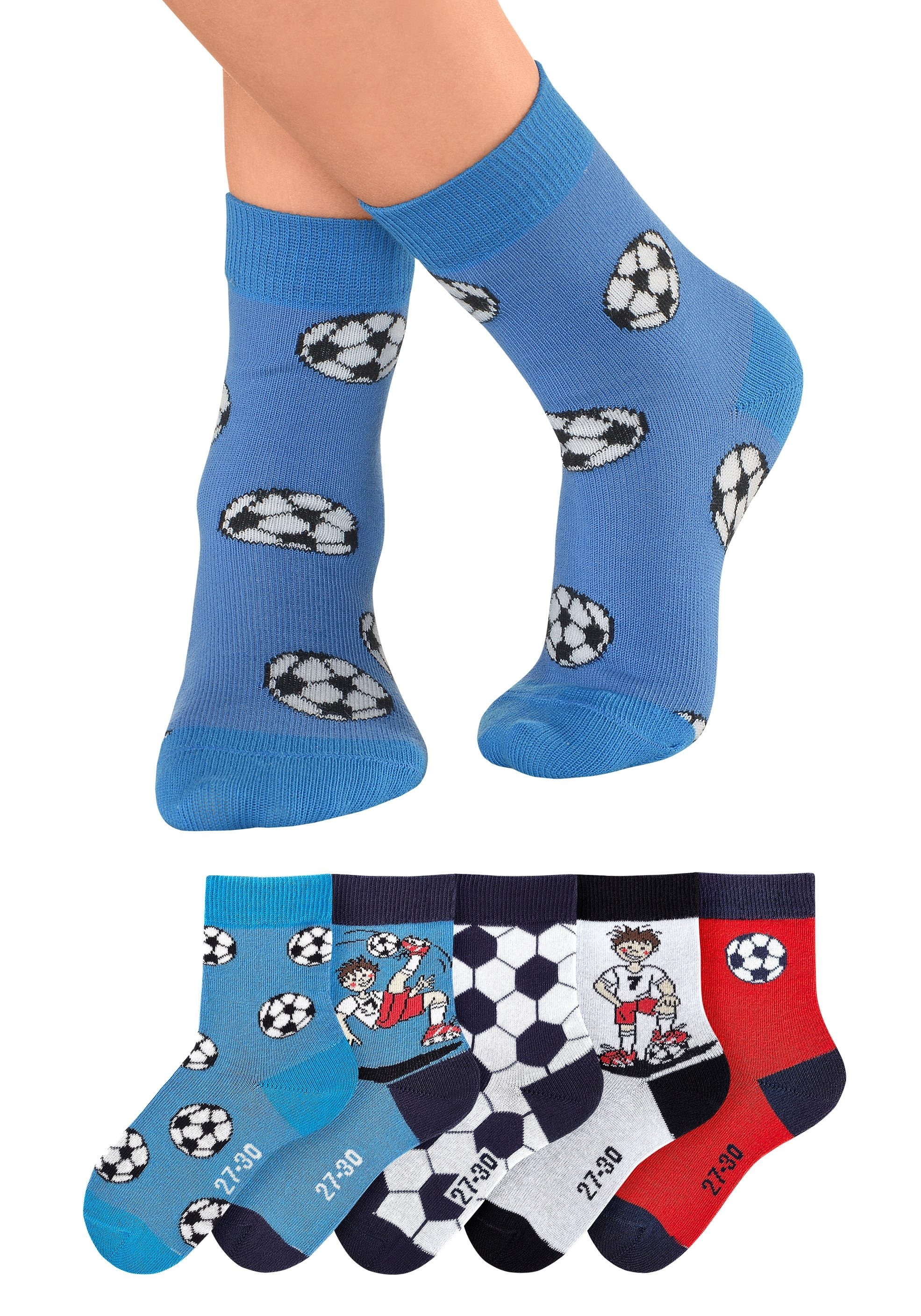 H.I.S Socken, (Packung, 5 Paar), mit Fußballmotiven