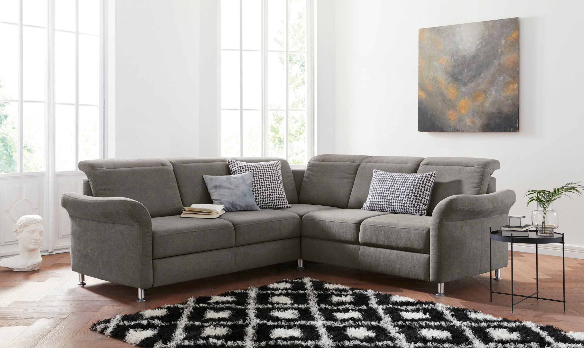 sit&more Ecksofa "Darwin L-Form" inklusive Federkern, wahlweise mit Kopfteilverstellung, Schlaffunktion