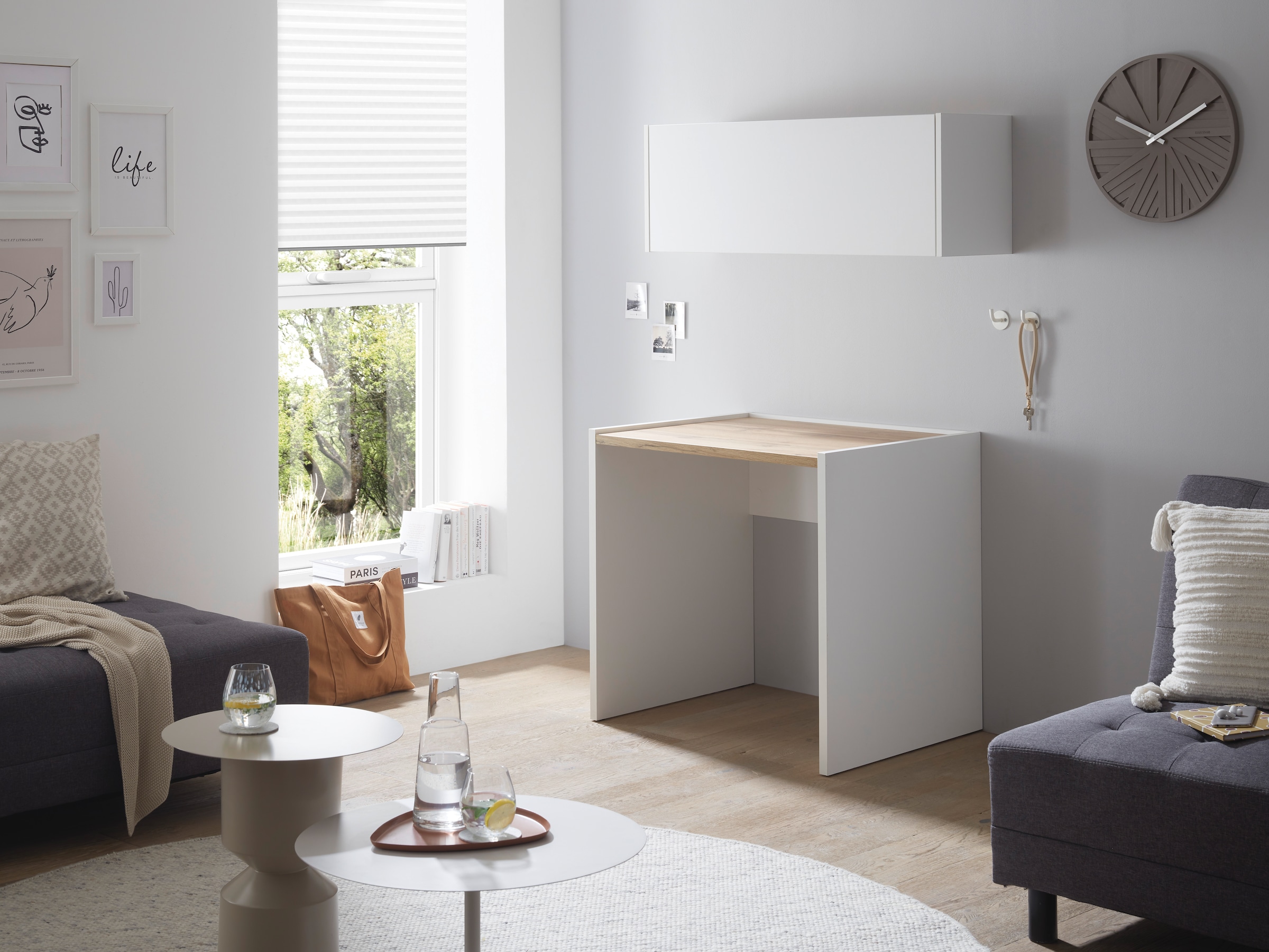 INOSIGN Büromöbel-Set »CITY/GiRON, modernes Design, Homeoff., Büro in zwei Farben/Wotan Eiche«, (Set, 2 tlg.), enthält Hängeschrank, Schreibtisch, wohnliches Home Office