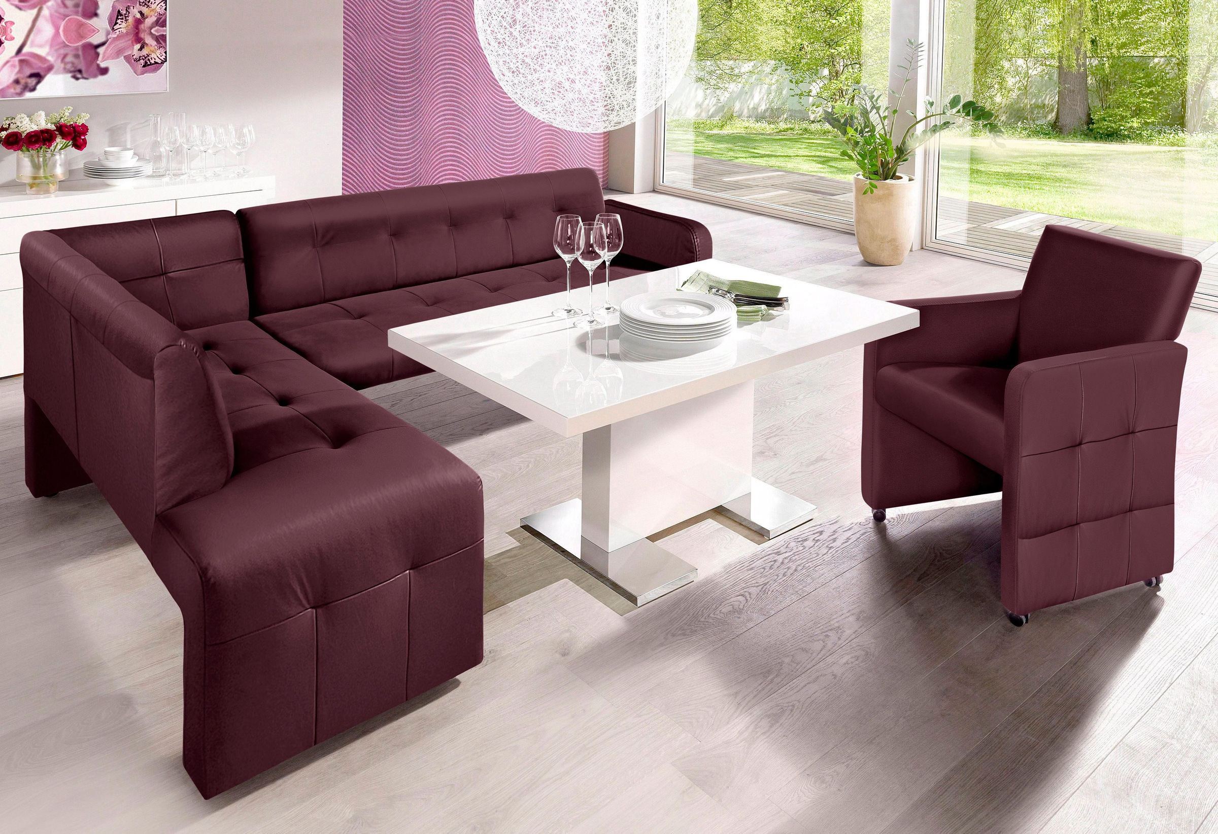 exxpo - sofa fashion Esszimmersessel »Barista, Loungesessel auf Rollen mit hoher Bodenfreiheit«