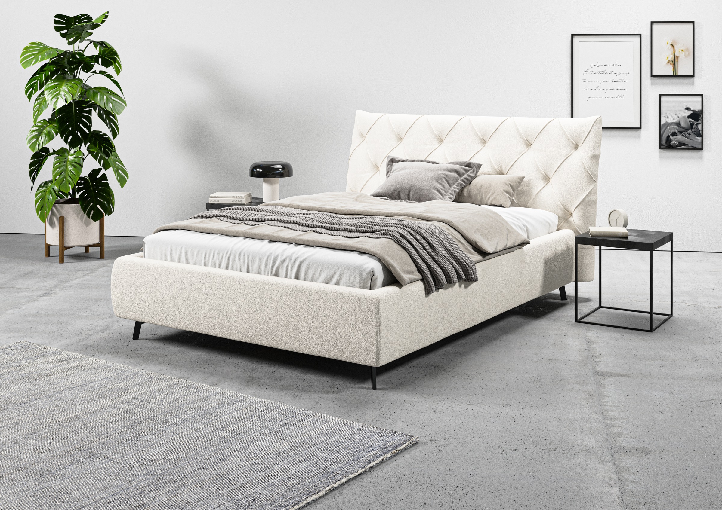 Leonique Polsterbett "Elloree, in 4 Breiten bis 200cm, auch in Leder" Kopft günstig online kaufen