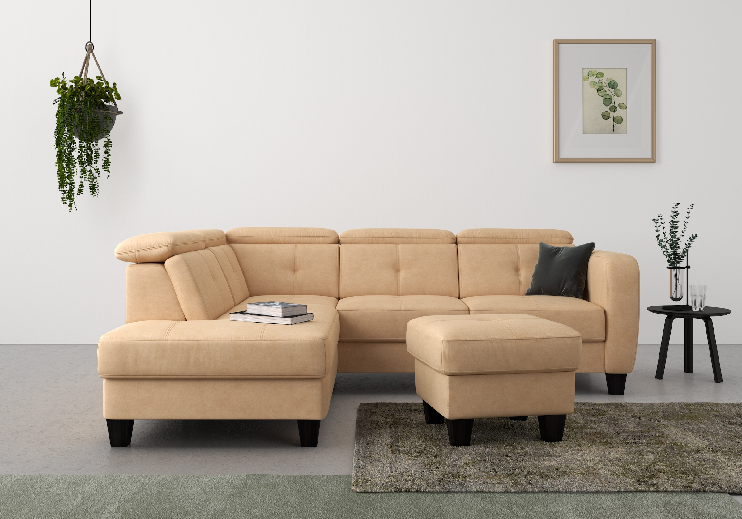 sit&more Ecksofa »Belluci L-Form« inklusive Federkern, wahlweise mit Bettfunktion und Bettkasten