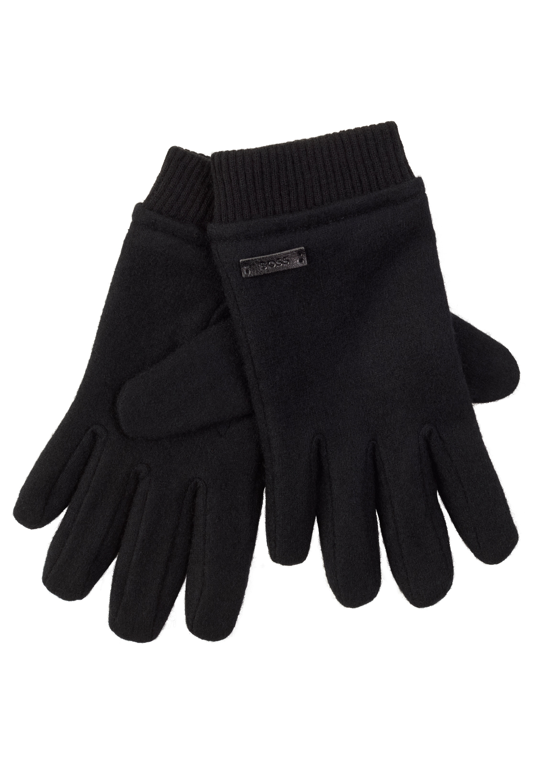 BOSS Strickhandschuhe "Kalsper", mit Labelaufnäher aus Leder günstig online kaufen