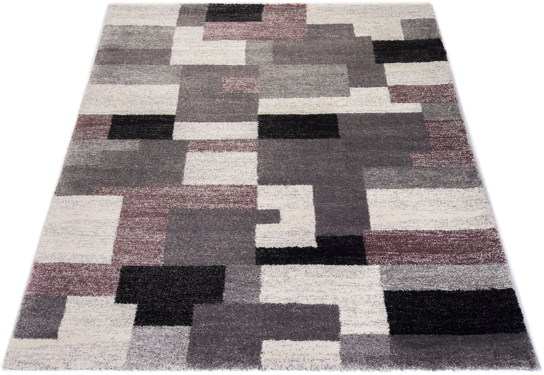 Teppich OCI DIE TEPPICHMARKE "STEADY ALLOVER", lila (grau, flieder), B:240cm H:20mm L:340cm, Polypropylen (PP), Teppiche, Teppich, Frisé Kurzdlor, Mosaik, robust, Wohnzimmer
