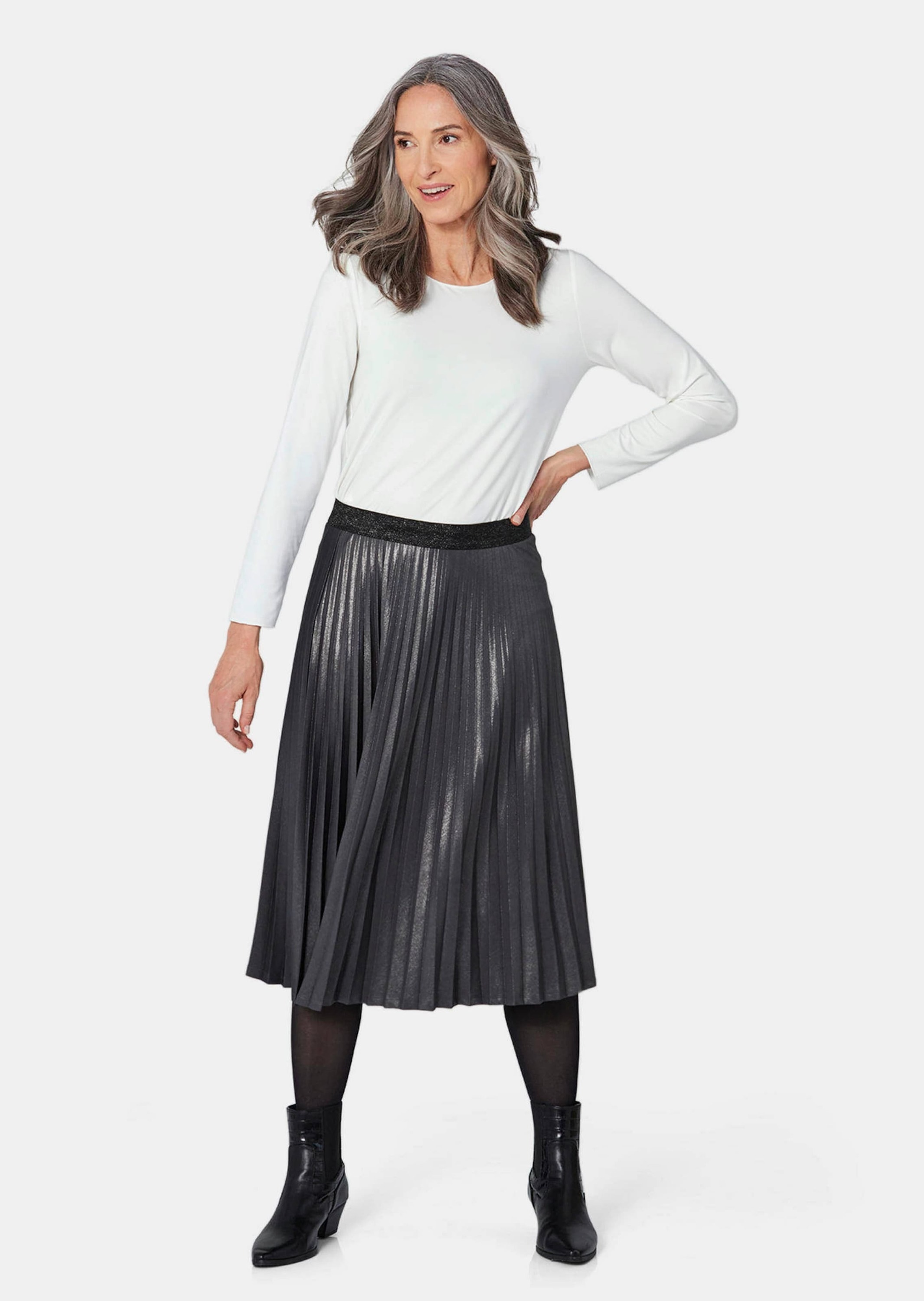 GOLDNER Plisseerock "Kurzgröße Plisseerock im Metallic Look" günstig online kaufen
