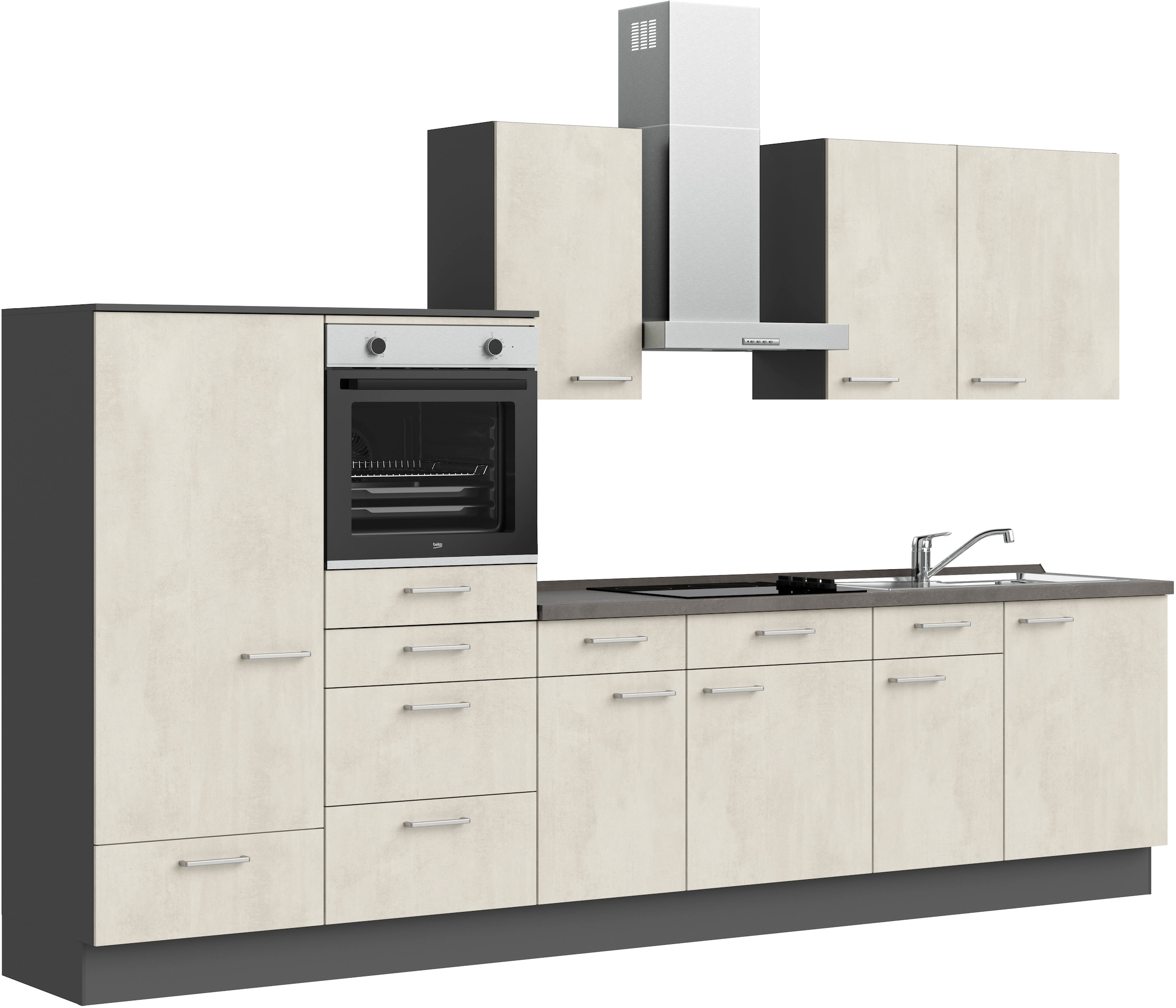 nobilia® Küchenzeile »"Riva I"«, vormontiert, Ausrichtung wählbar, Breite 330 cm, wahlw. mit E-Geräten