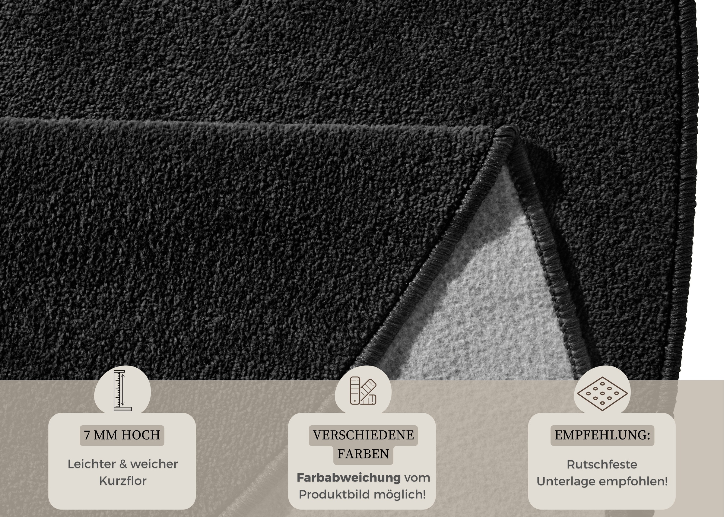 HANSE Home Teppich »Fancy«, rund, 7 mm Höhe, Kurzflor, Weich, Einfarbig, Wohnzimmer, Schlafzimmer, Esszimmer