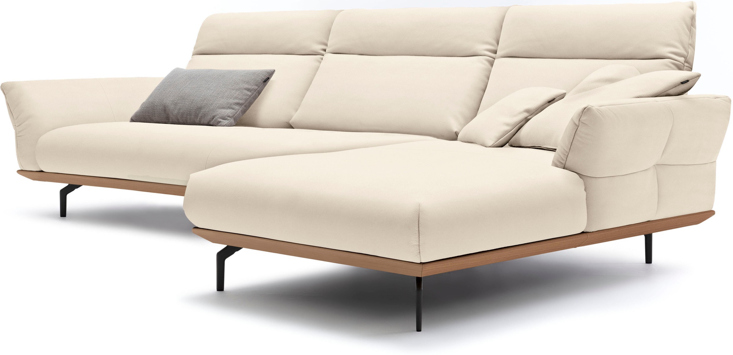 Creation BY ROLF BENZ Ecksofa »CR.460«, Sockel in Eiche, Winkelfüße in Umbragrau, Breite 338 cm
