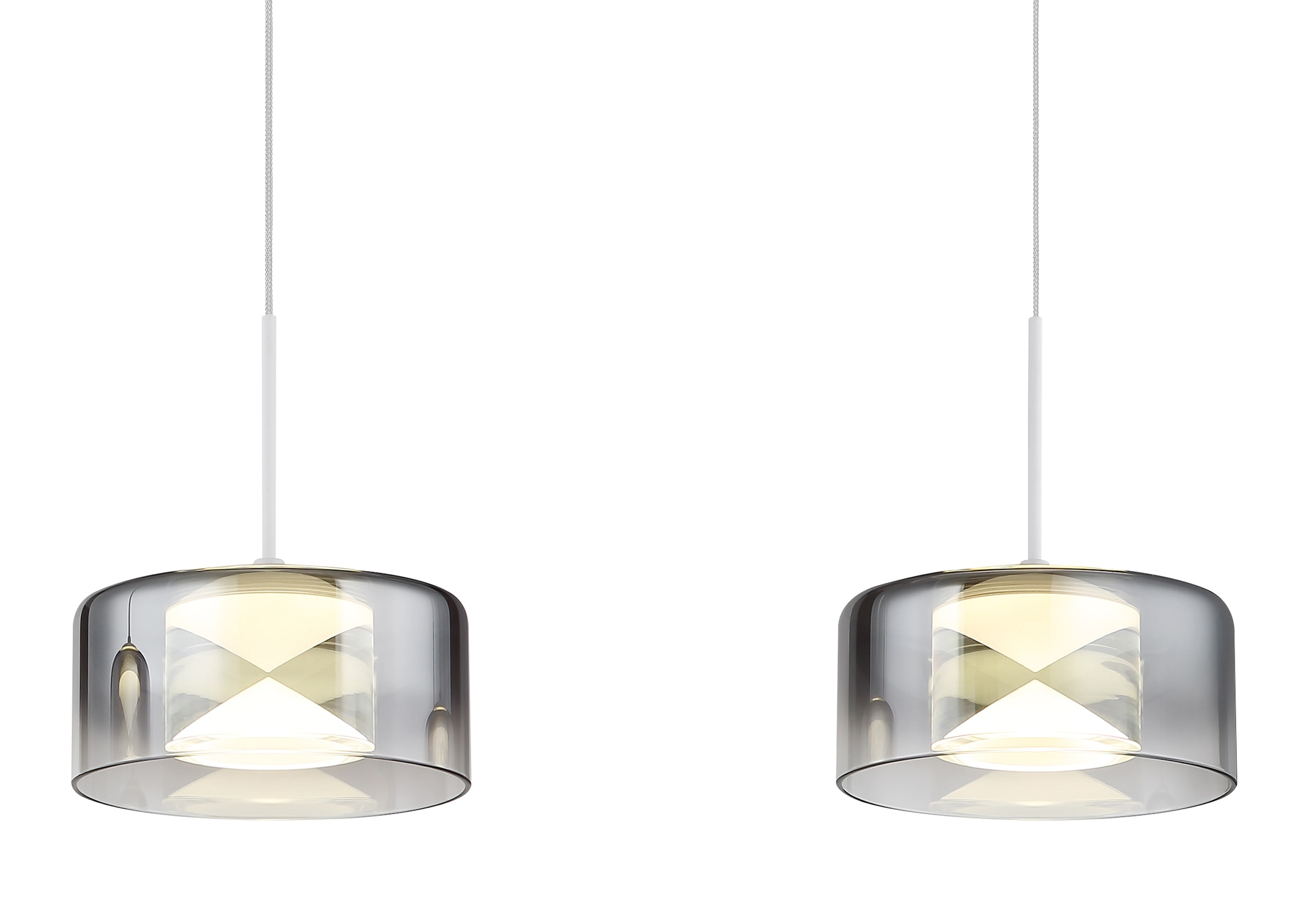 GLOBO LIGHTING Hängeleuchte »BELINDA« LED-Modul 1 Stk. Warmweiß Hängeleuchte Weiß, Rauchglas, E27, höhenkürzbar