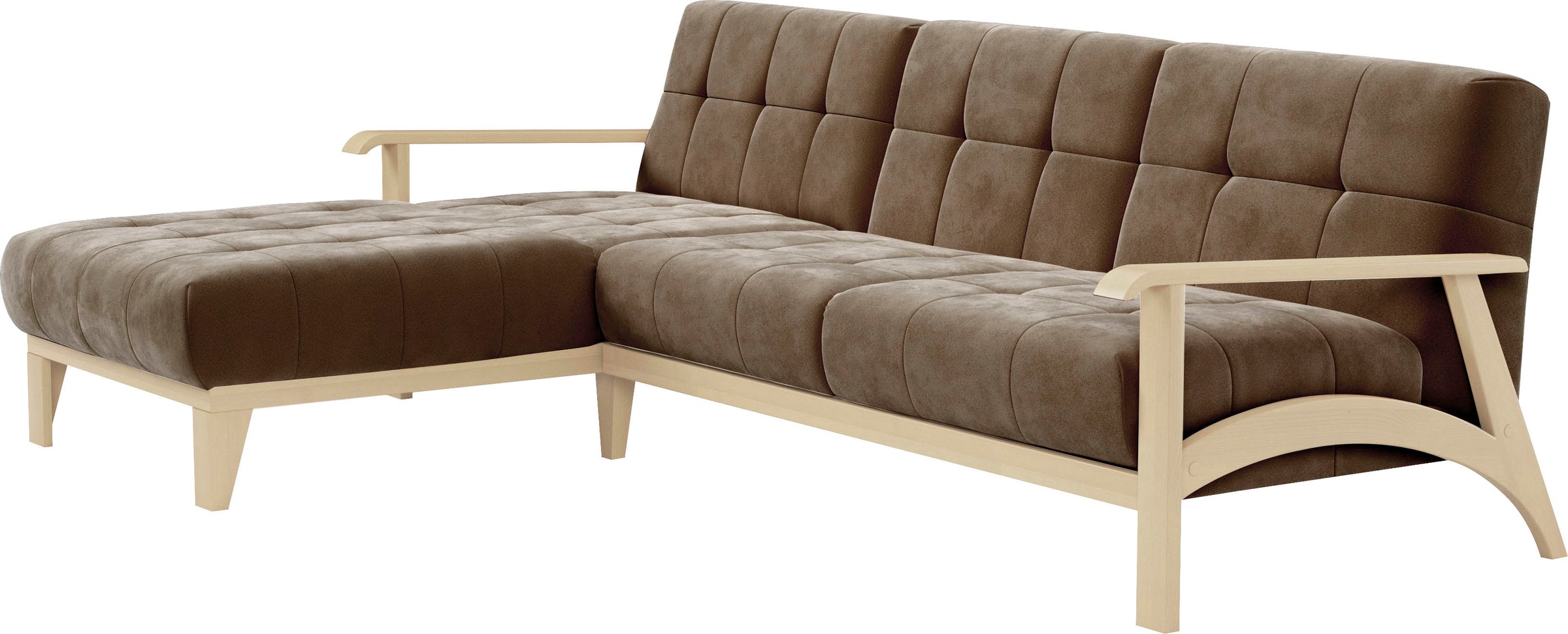 sit&more Ecksofa »Billund L-Form«, Armlehnen aus Buchenholz in natur, verschiedene Bezüge und Farben