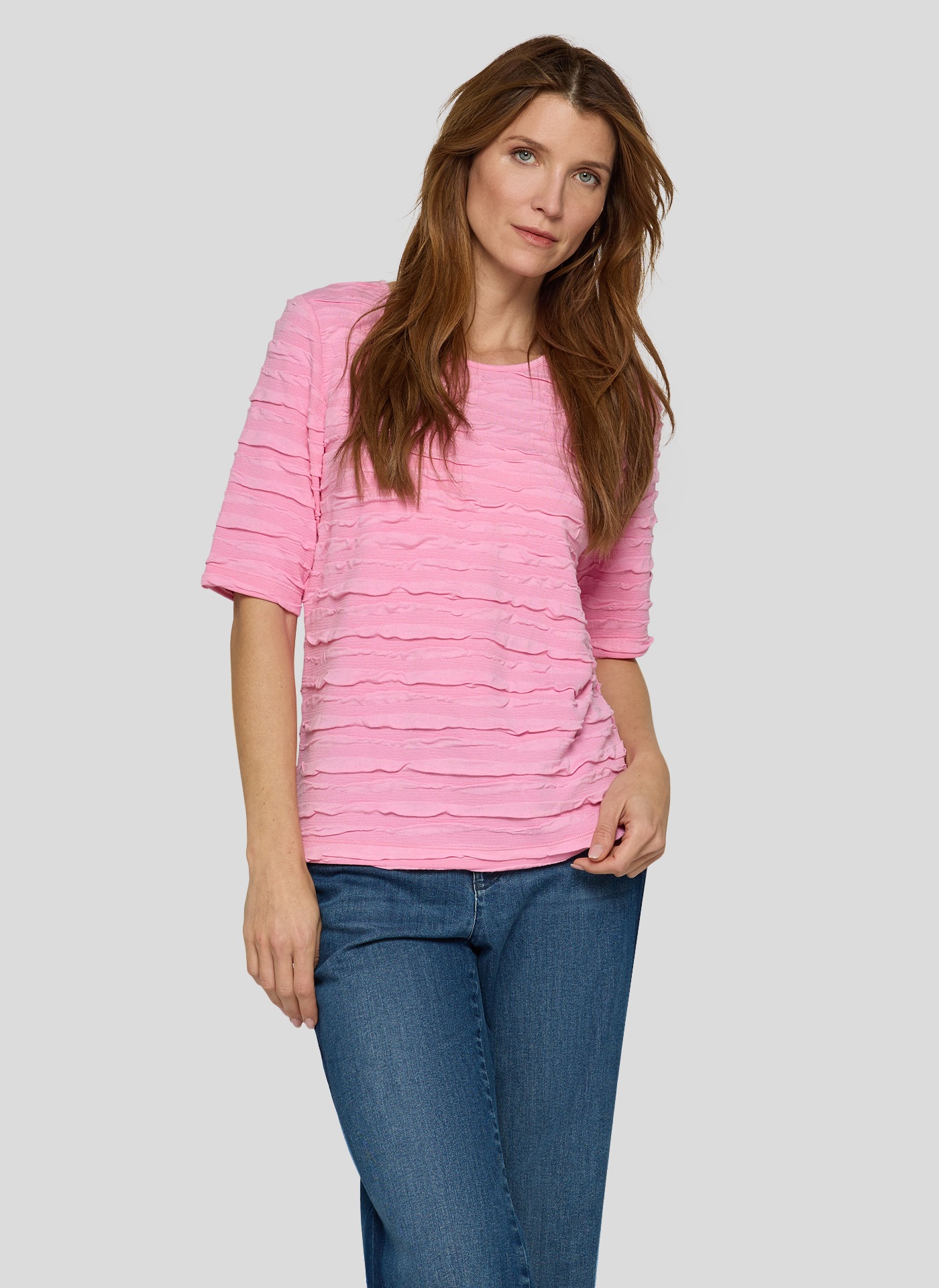 T-Shirt RABE, Damen, Gr. 40, krokus, Jersey, Obermaterial: 68% Viskose, 28% Polyester, 4% Elasthan, regular fit normal, Rundhals, Shirts T-Shirt, mit Struktur Muster