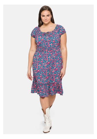 sheego by Joe Browns Sommerkleid »Jerseykleid«, mit Blumendruck und Carmenausschnitt kaufen