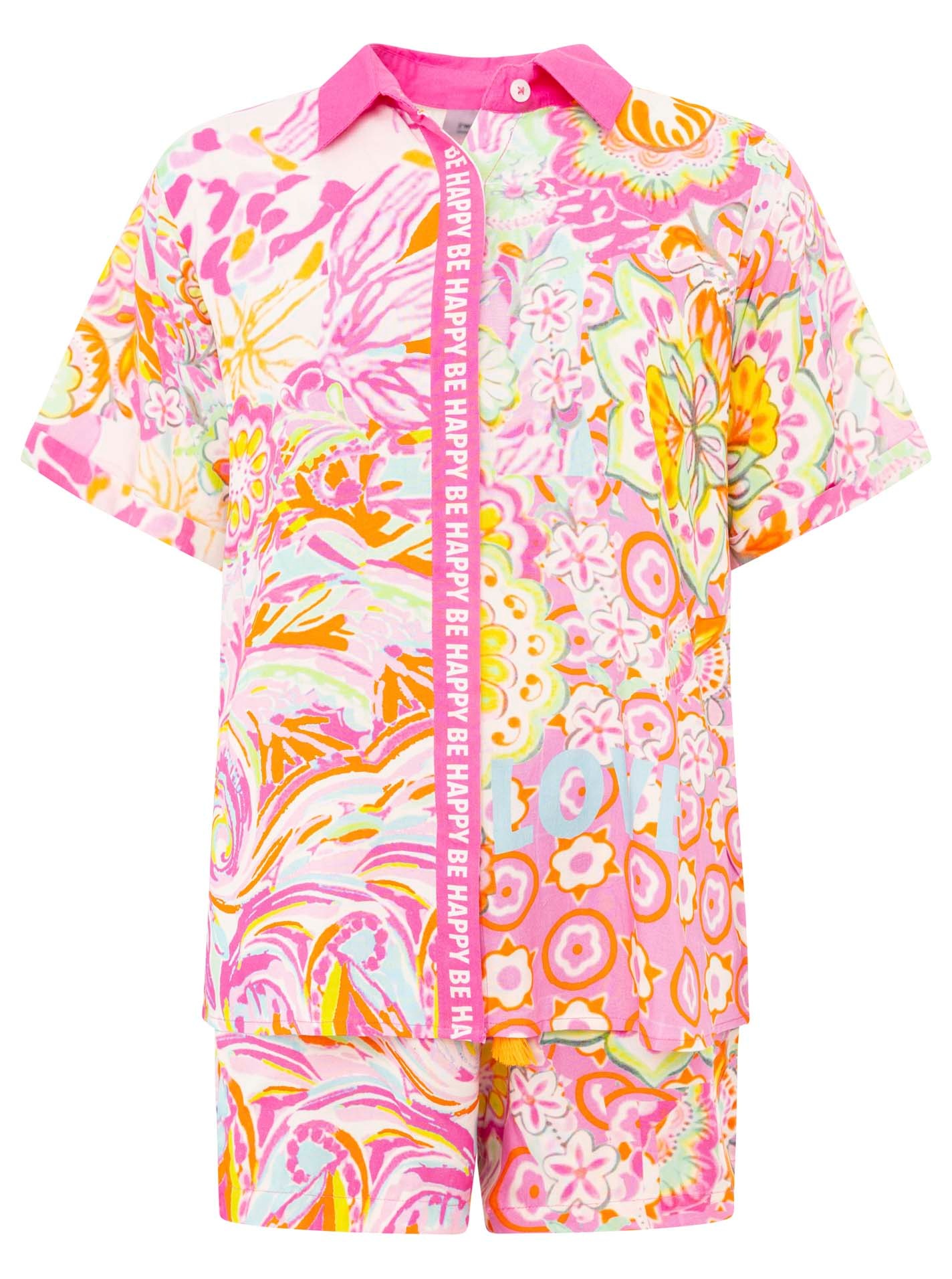 Zwillingsherz Shirtbluse "Power Aquarell" Set mit Bluse und Shorts mit Tass günstig online kaufen