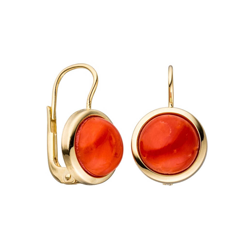 JOBO Paar Ohrhänger »Ohrringe mit Koralle« rund 333 Gold
