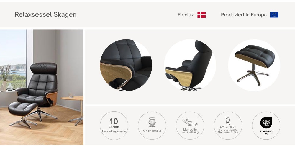 FLEXLUX Relaxsessel "Skagen, Funktionssessel Premium-Komfort, Armlehnen, Dr günstig online kaufen