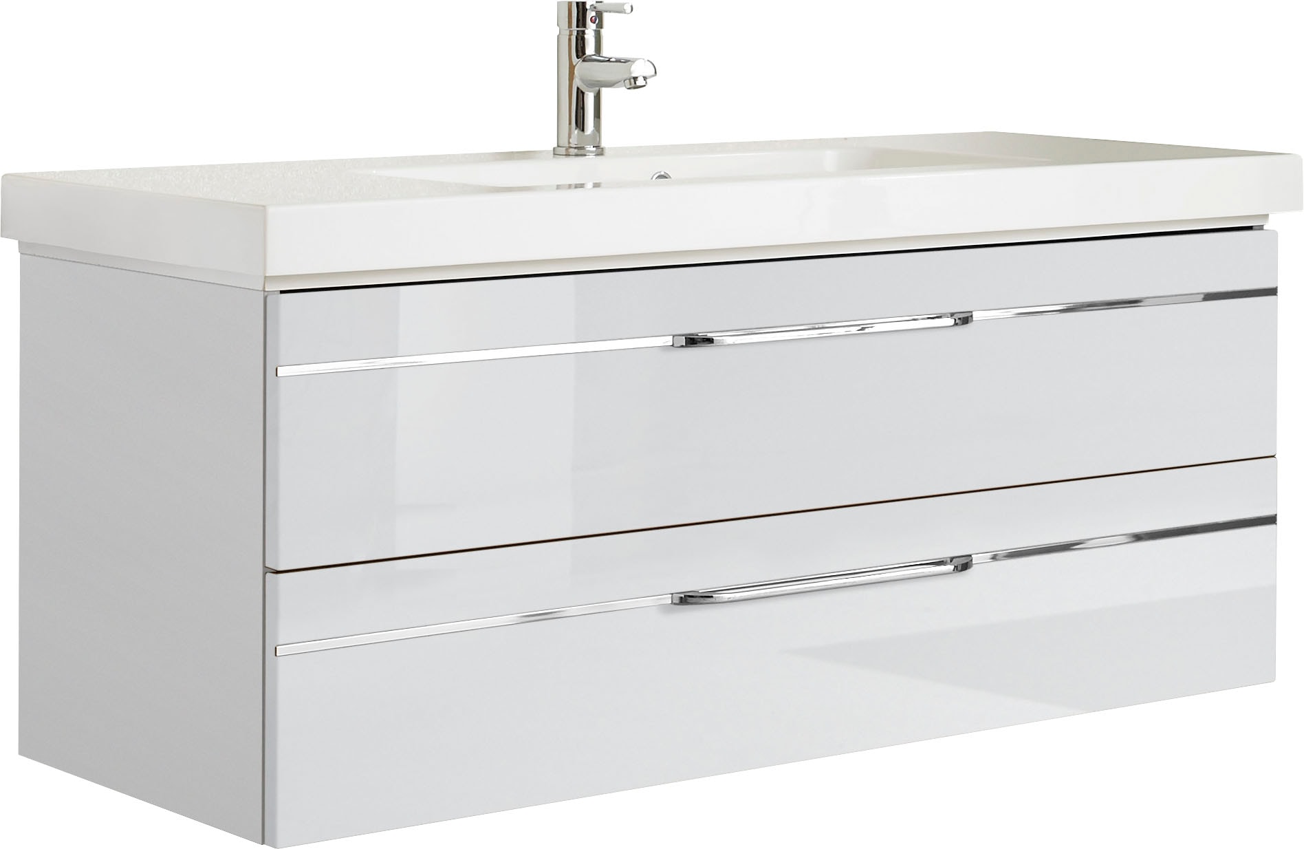 Saphir Badmöbel-Set »Balto Sprint 2-teilig, Mineralmarmor-Waschtisch mit LED-Spiegelschrank«, (2 St.), Badezimmer Set inkl. Türdämpfer, 3 Türen, 2 Schubladen