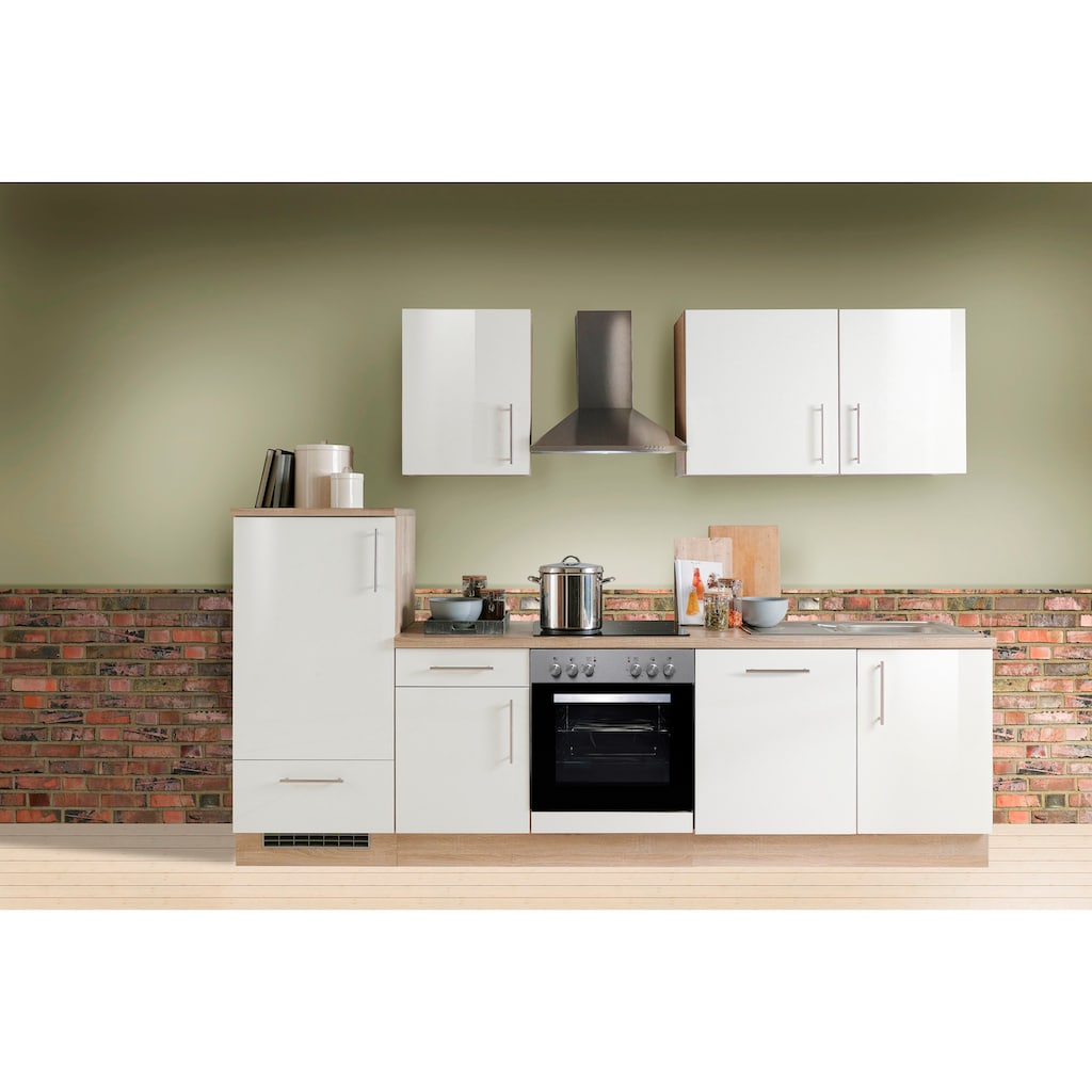 Wohnen Küchenmöbel Menke Küchen Küchenzeile »Premium«, Küchenzeile mit E-Geräten, Breite 280 cm Weiß Hochglanz Lack