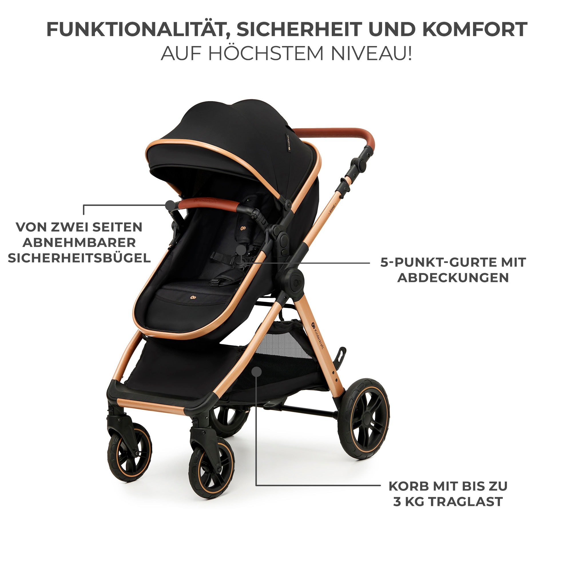 Kinderkraft Kombi-Kinderwagen »ESME 3IN1«, 22 kg, inkl. Babyschale