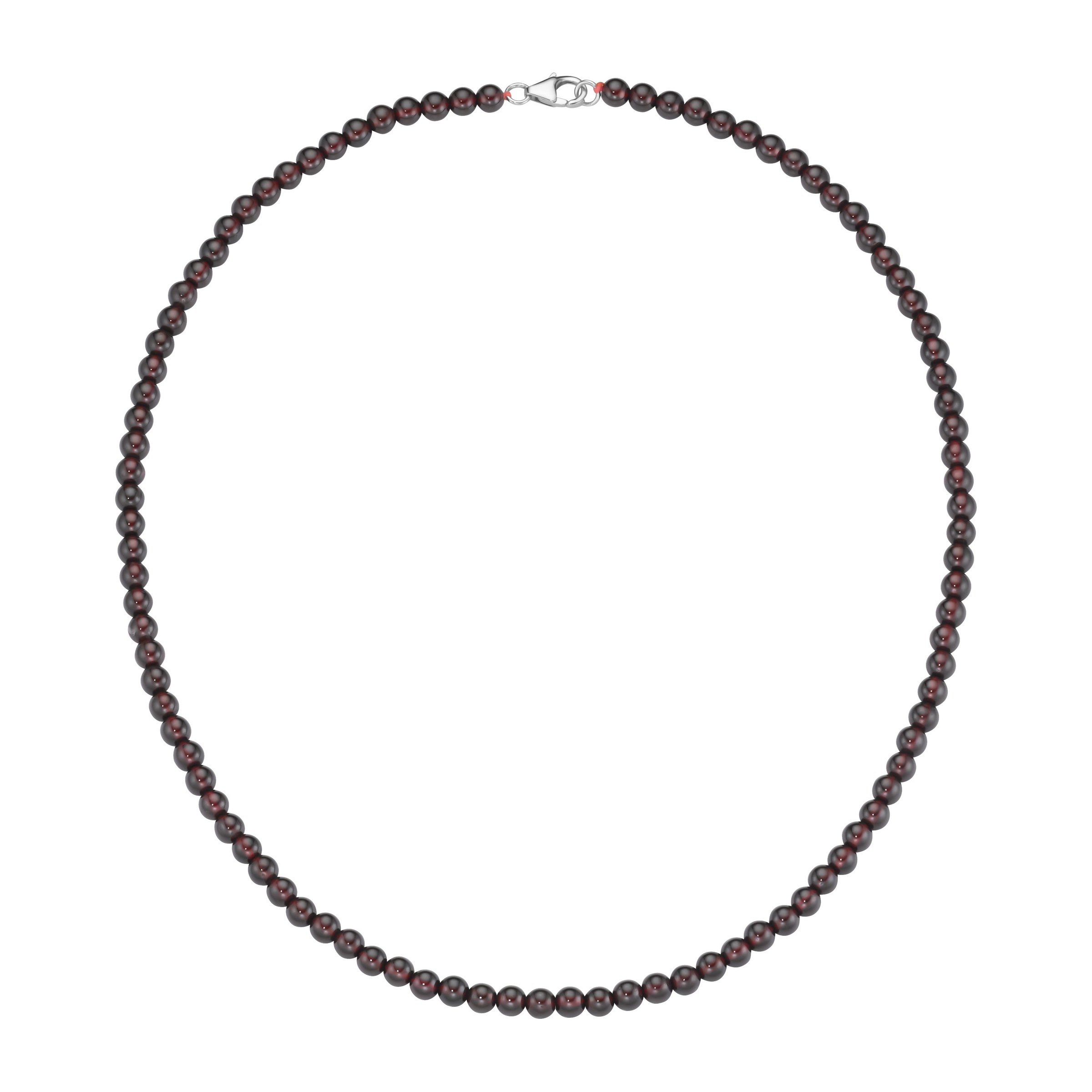 Silberkette SMART JEWEL "mit Edelsteinen oder Perlen, Silber 925", rot, Halsketten, Damen, 45cm, Silber 925 (Sterlingsilber), Silberkette