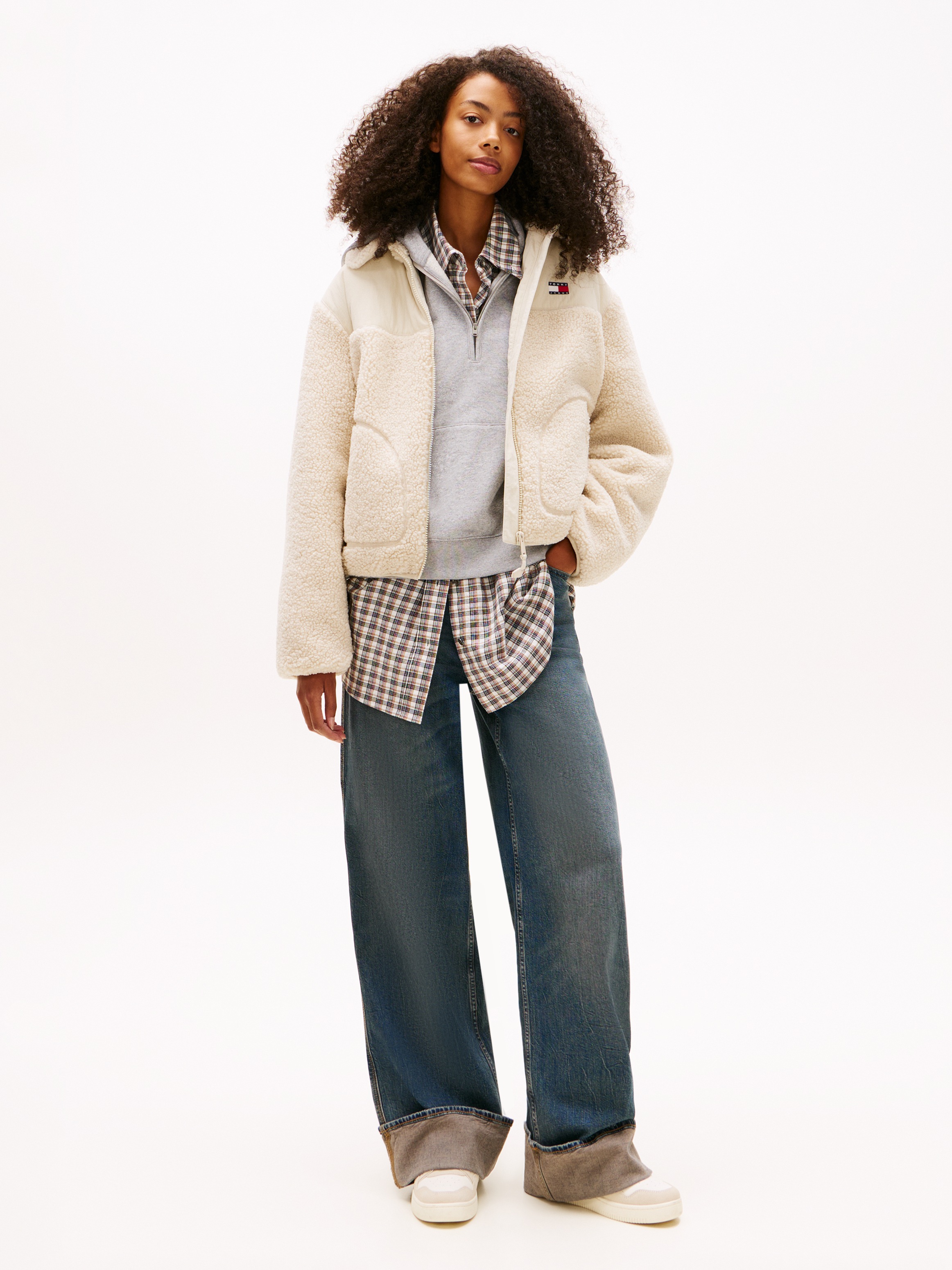 Thumbnail - Tommy Jeans Plüschjacke "TJW TEDDY FABRIC MIX JACKET" ohne Kapuze