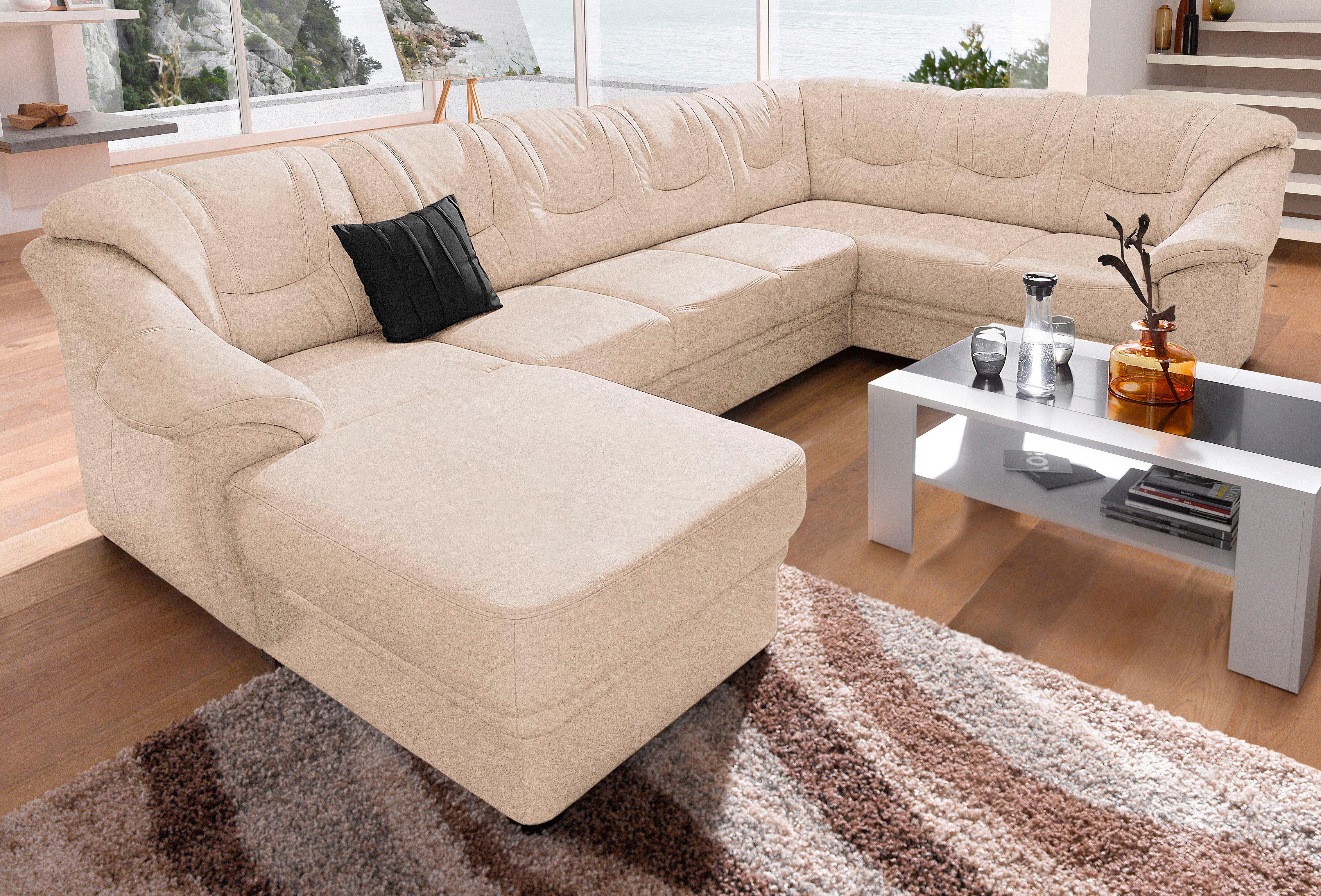 sit&more Wohnlandschaft "Savona, U-Form, B: 320 cm, Bettfunktion wählbar, Federkern-Polsterung" Komfortable Sitzhöhe 46 cm, Liegefläche 120 x 250 cm bei Bettfunktion