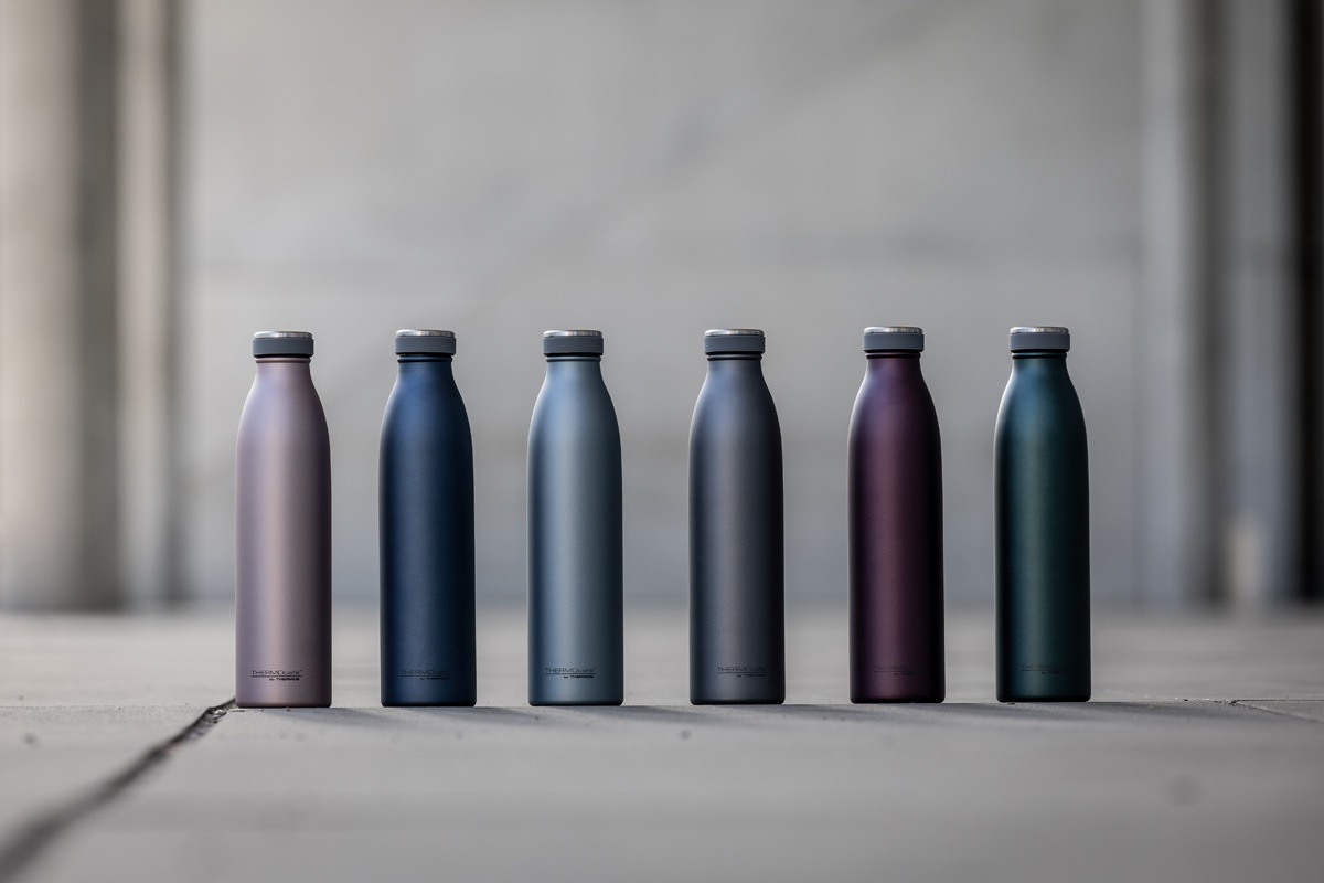 THERMOcafé Isolierflasche »TC BOTTLE, aus doppelwandigem Edelstahl, spülmaschinenfest«, (1 tlg.), gummierter Drehverschluss, absolut dicht bei Kohlensäure