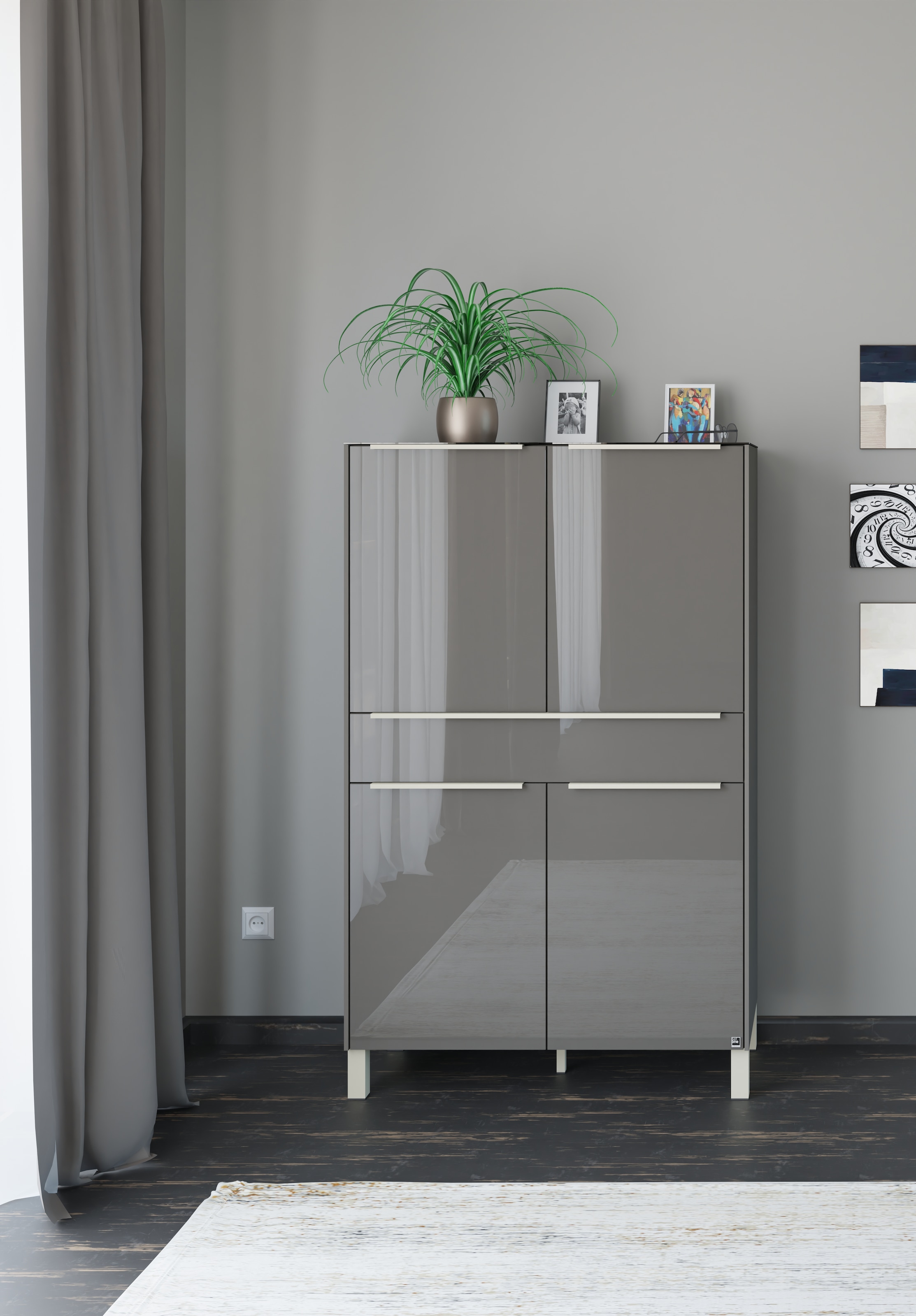 set one by Musterring Highboard "Reno" 1 Stk. tlg. Mit Vierkantfuß in diversen Farben, 152 cm Höhe & Farbauswahl