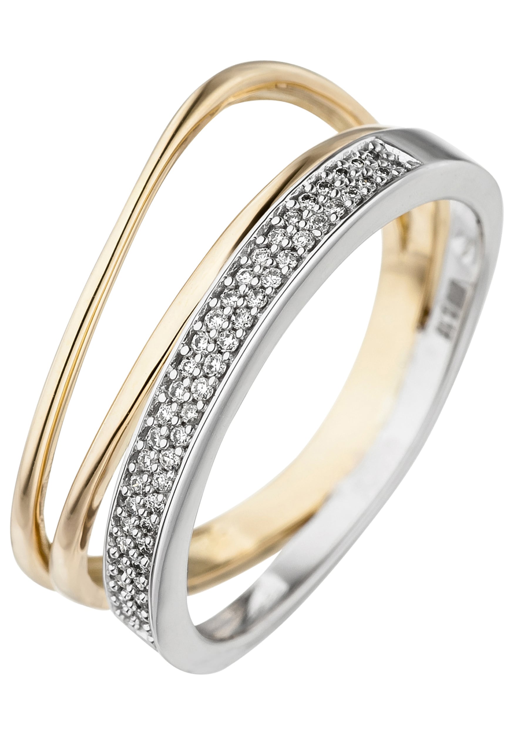 JOBO Diamantring, 585 Gold bicolor mit 51 Diamanten bestellen | BAUR