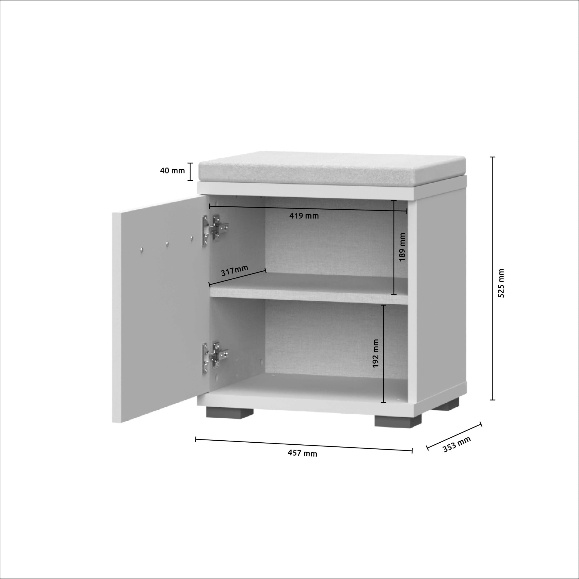 Places of Style Schuhbank »Opera, Schuhschrank, Schuhregal, Schuhtruhe, Breite 46 cm«, (1 St.), mit Sitzkissen, UV-lackiert, hochwertige Beschläge, Kaschmirfarbe