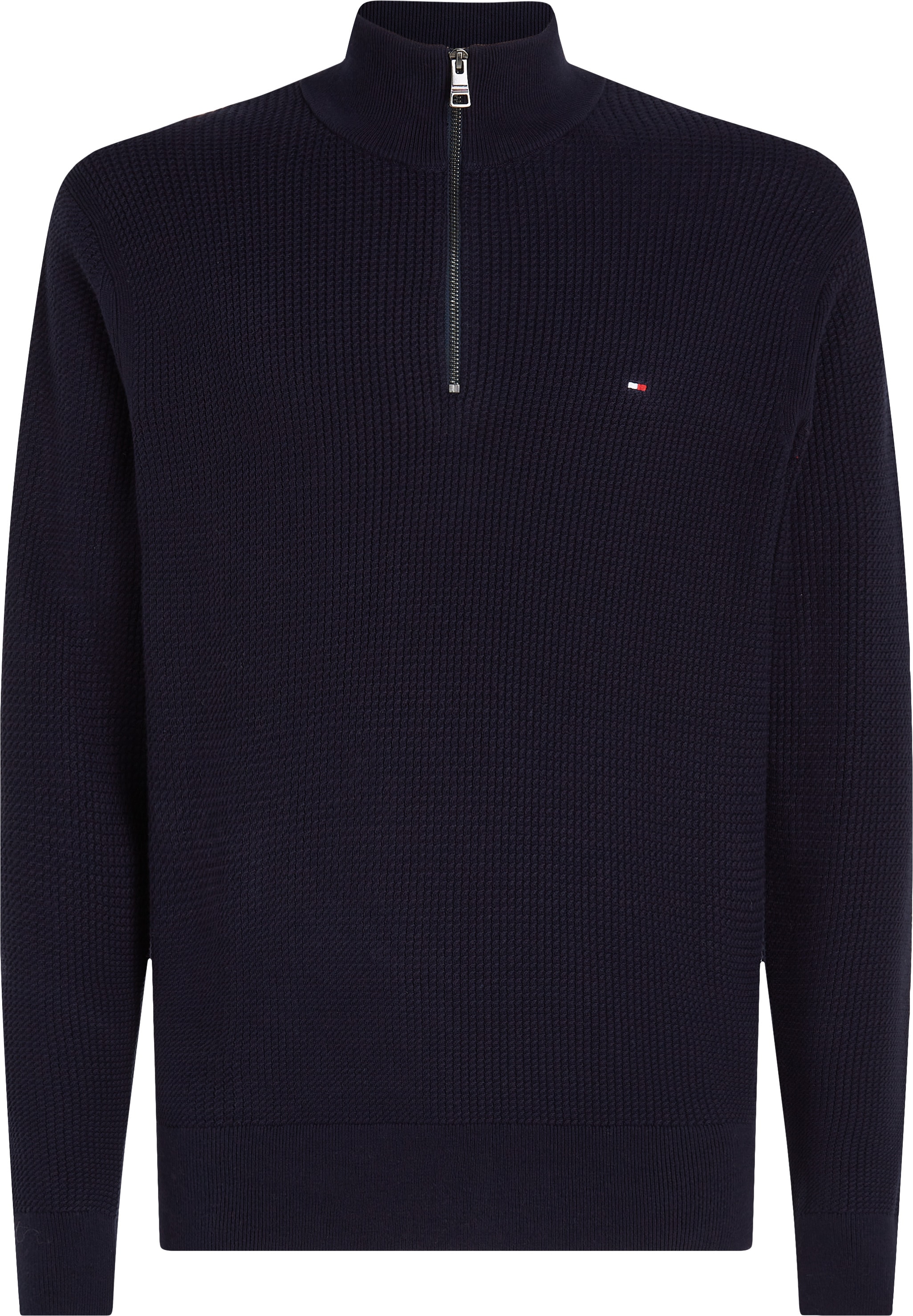 Tommy Hilfiger Big & Tall Stehkragenpullover »BT-STRUCTURE ZIP MOCK-B«, in Großen Größen, mit Logostickerei in Brusthöhe