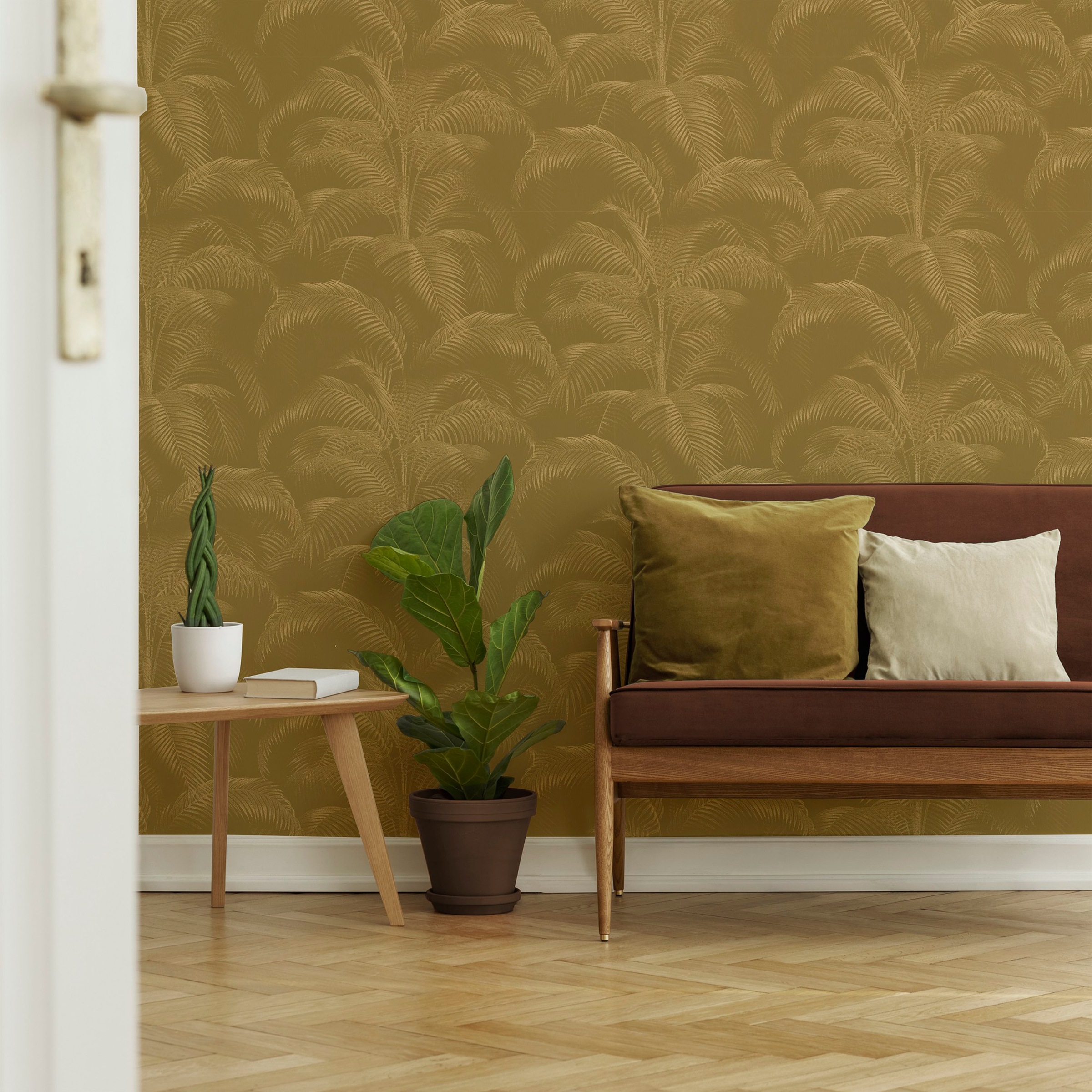 Superfresco Easy Vliestapete »Palmen Ocker«, Motiv, floral