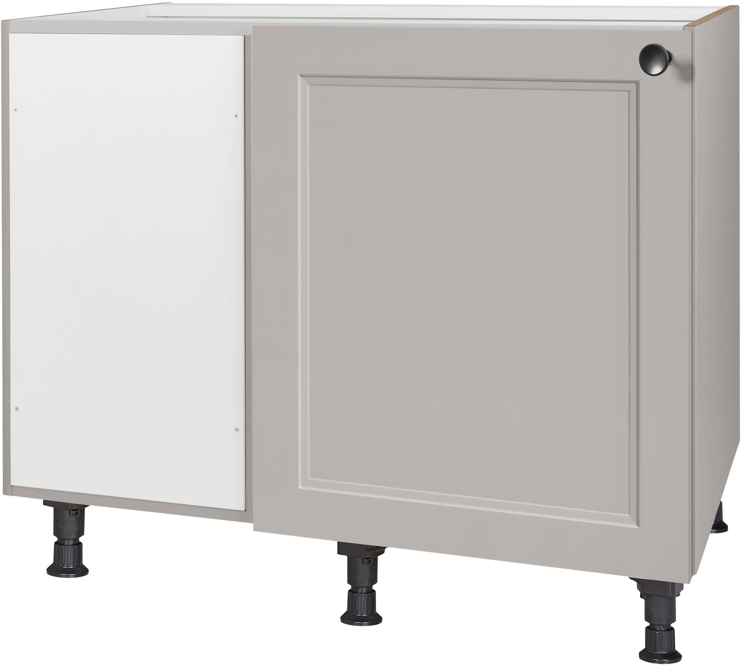 Eckunterschrank NOBILIA, B:100cm H:87cm T:58,3cmfront: lacklaminat steingrau, korpus: steingrau, Küche, Schränke, ""Cascada", vormontiert", mit