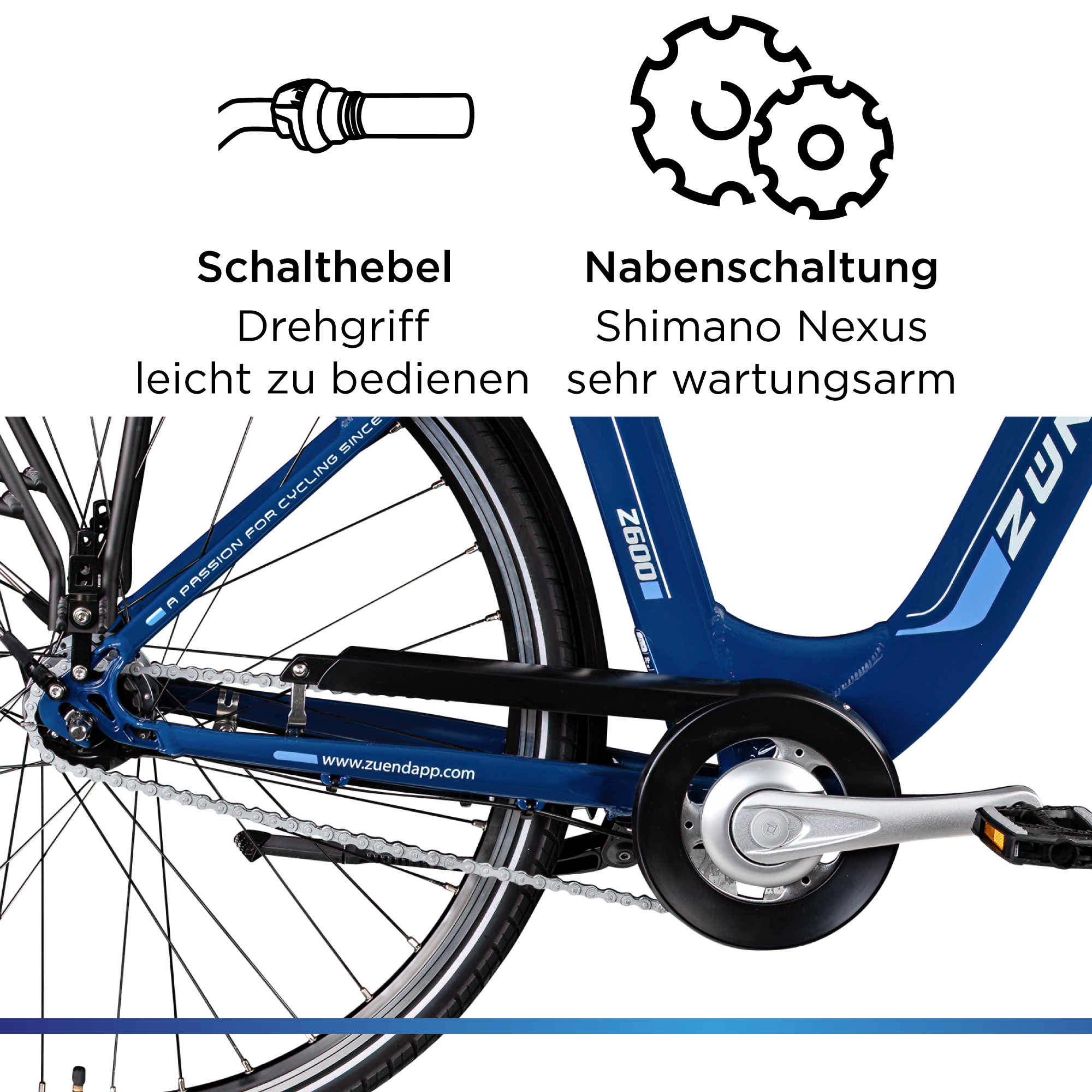 Zündapp »Z600« 7 Gang Nabenschaltung Frontmotor 250 W City E Bike Damen 28 Zoll Elektrofahrrad 7 Gang 150-165cm Damenfahrrad